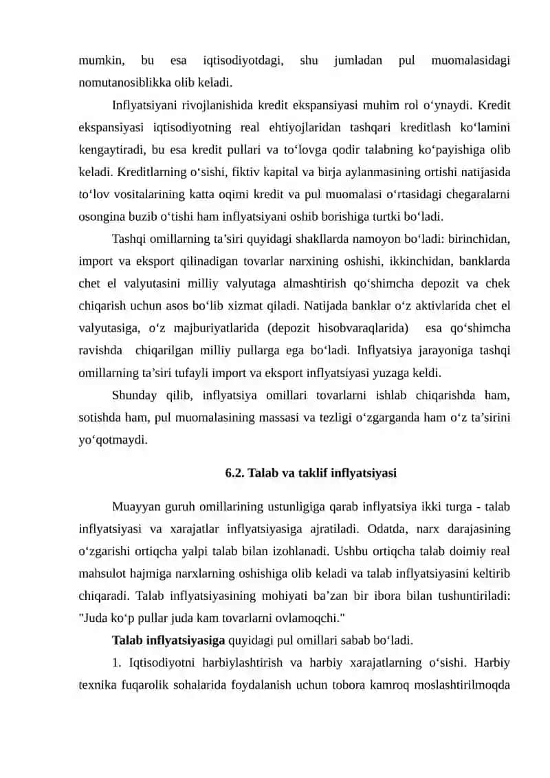Inflyatsiya, uning mohiyati, paydo bo‘lish sabablari 4