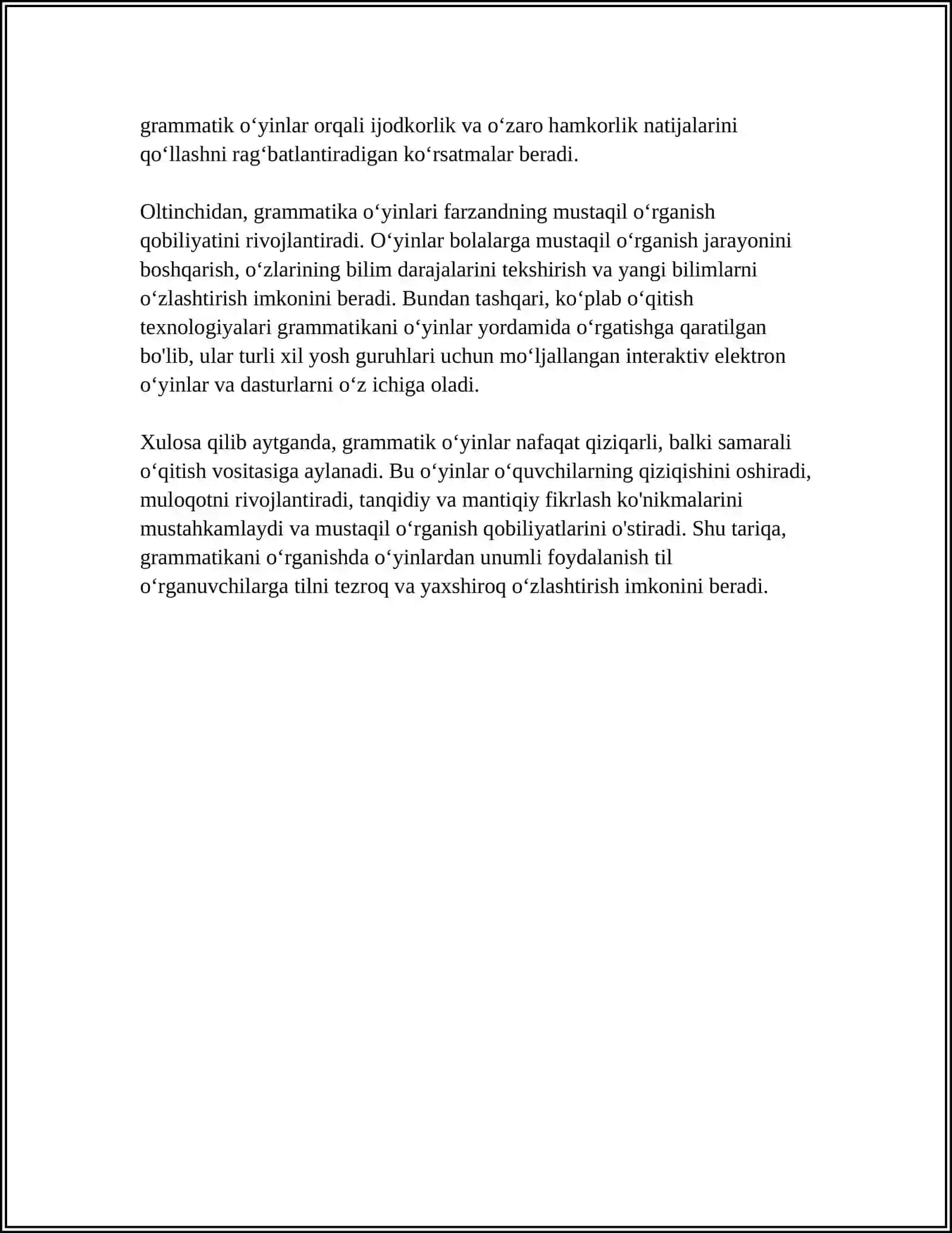 SON SÒZ TURKUMINI ÒRGANISHDA GRAMMATIK ÒYINLARDAN FOYDALANISH 4