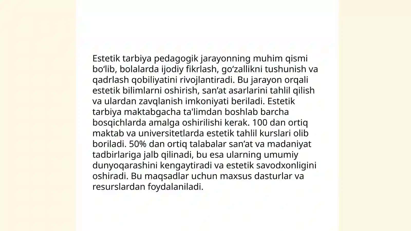 Estetika falsafasi va pedagogika mutanosibligi 4