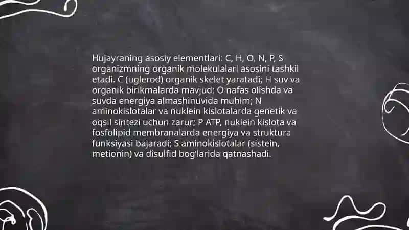 Hujayraning kimyoviy tarkibi 4