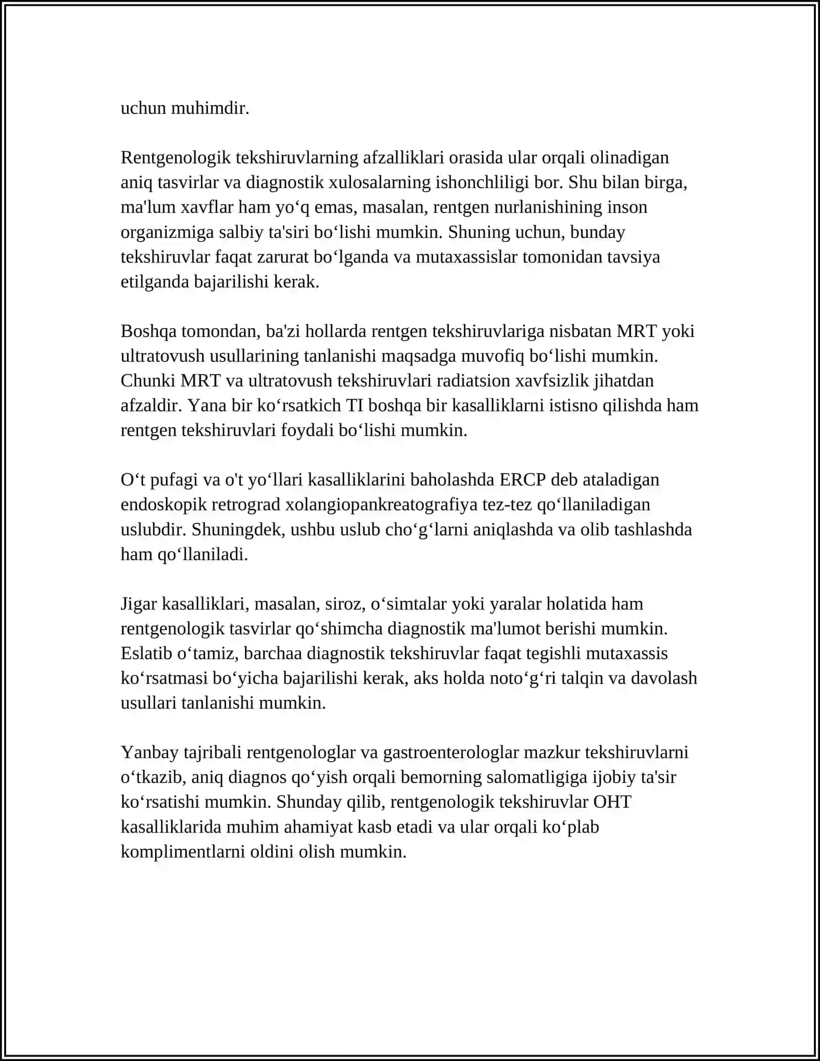 OVQAT XAZM QILISH TIZIMIKASALIKLARIDA RADIOLOGIK TEKSHIRISH 4