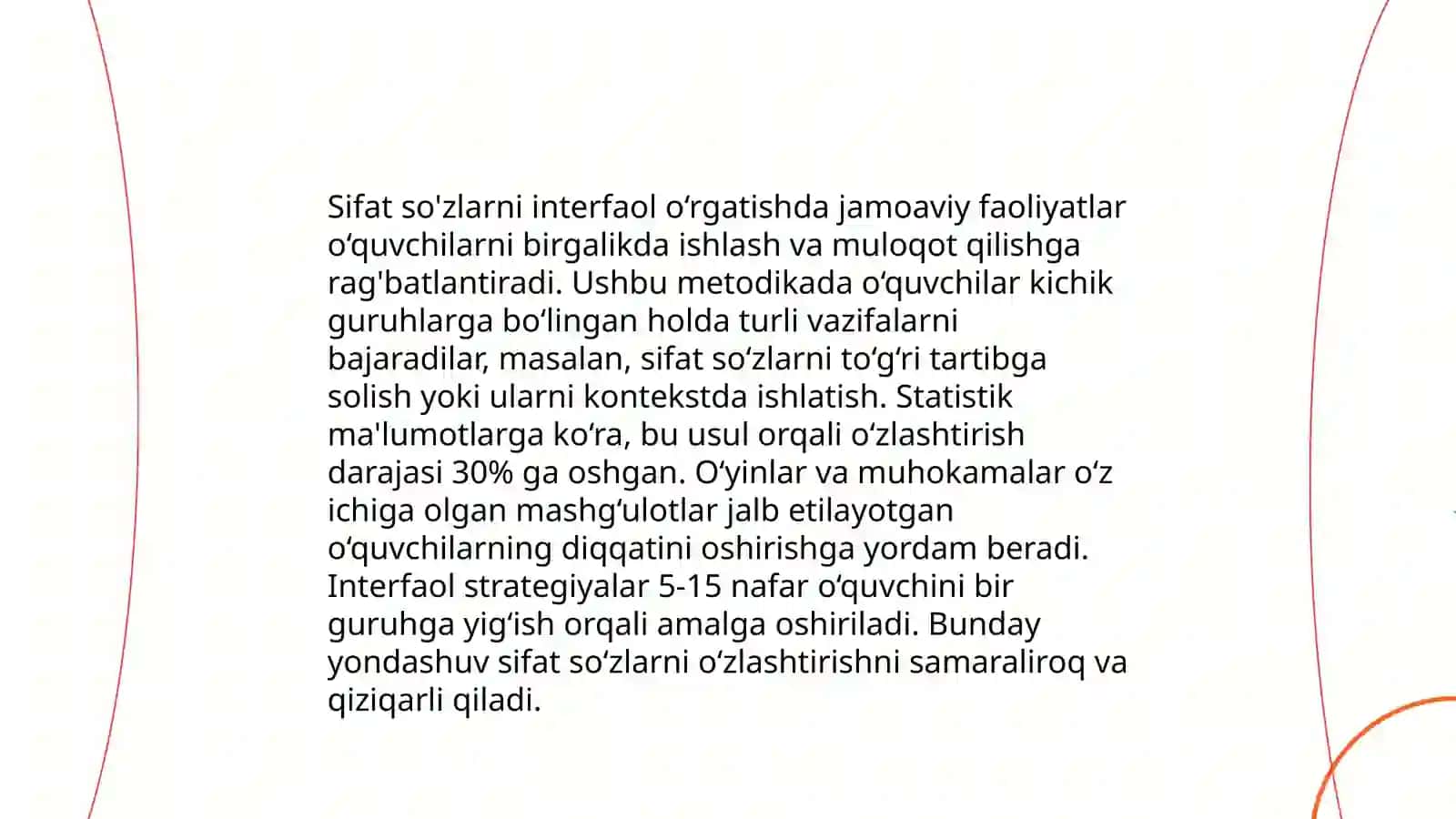 Sifat sôz turkumlarini interfaol metodlar bilan ôrgatish strategiyalari 4