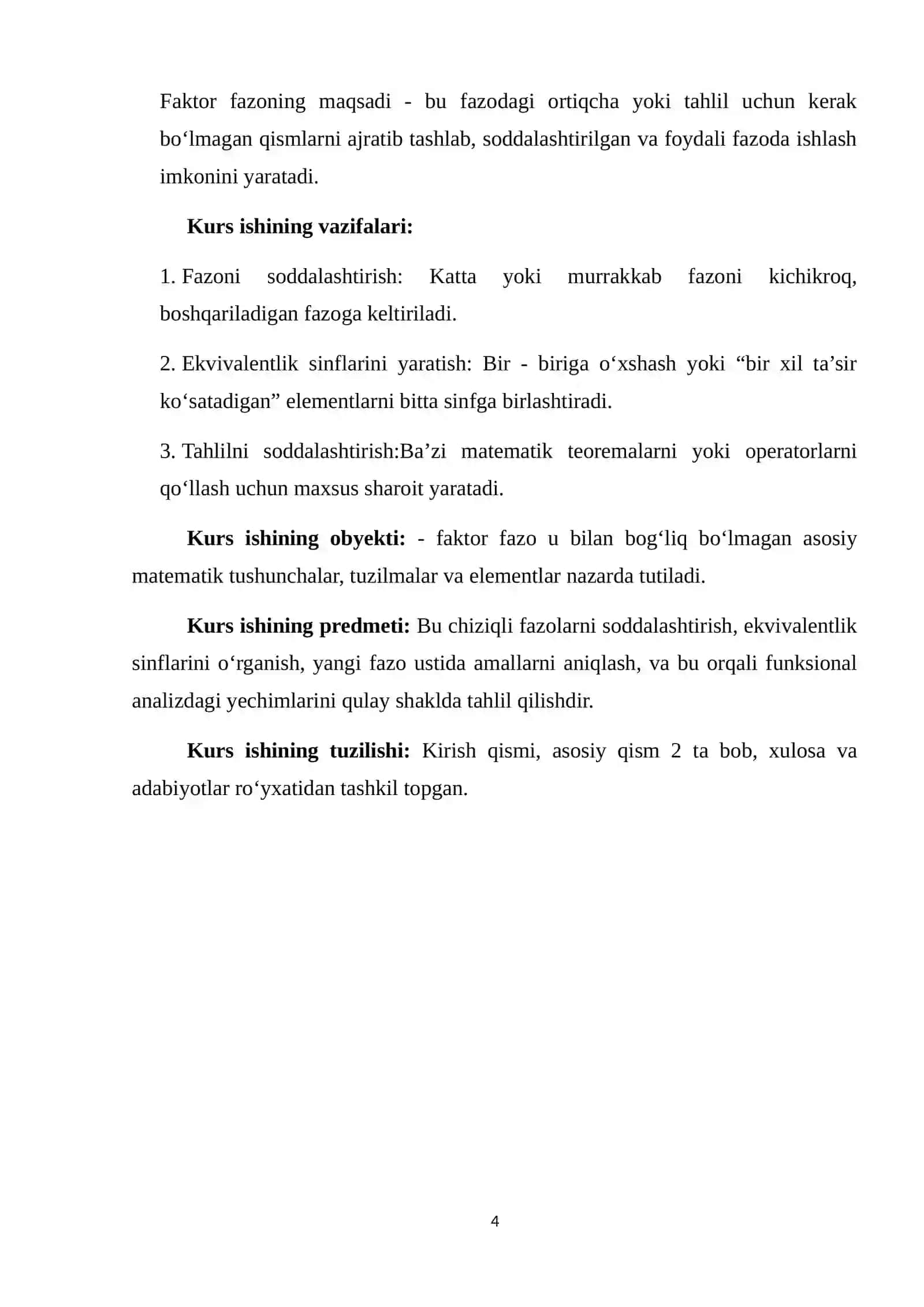 Chiziqli fazoning faktor fazosi 4