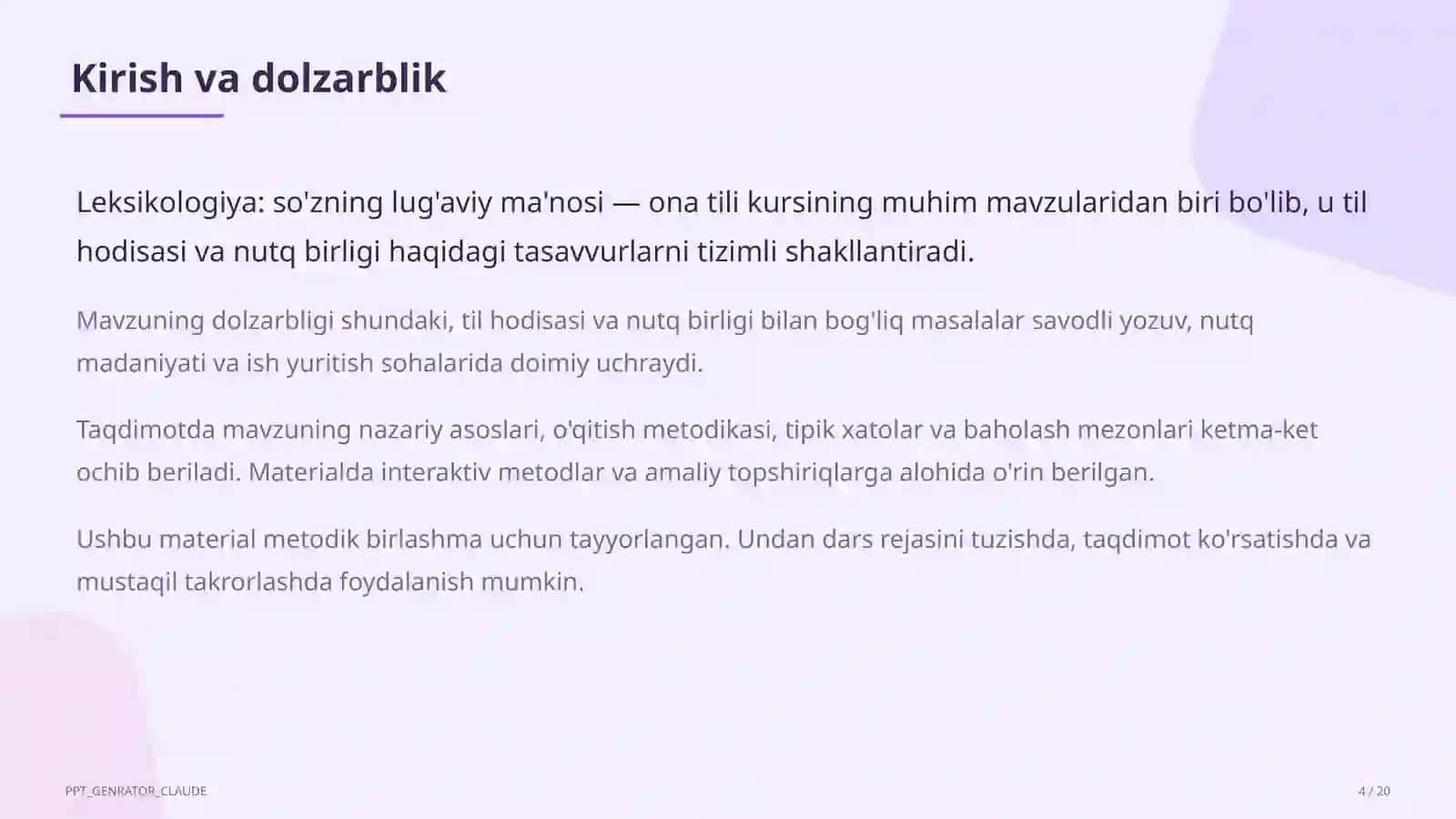 Leksikologiya: so'zning lug'aviy ma'nosi (5-sinf) 4