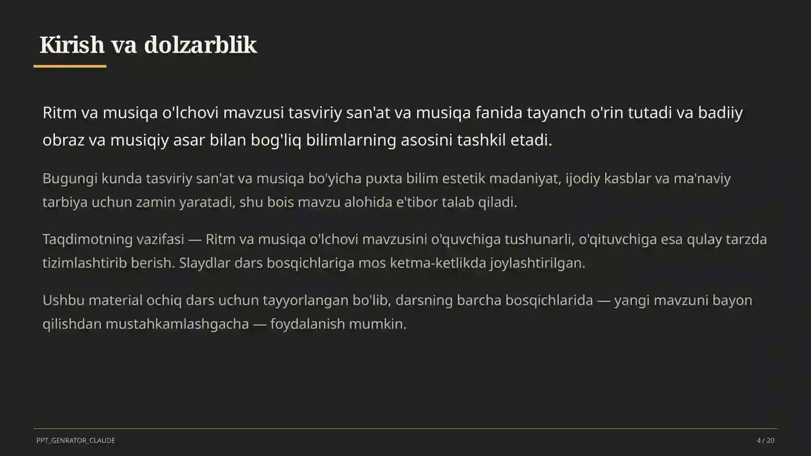 Ritm va musiqa o'lchovi (3-sinf) 4
