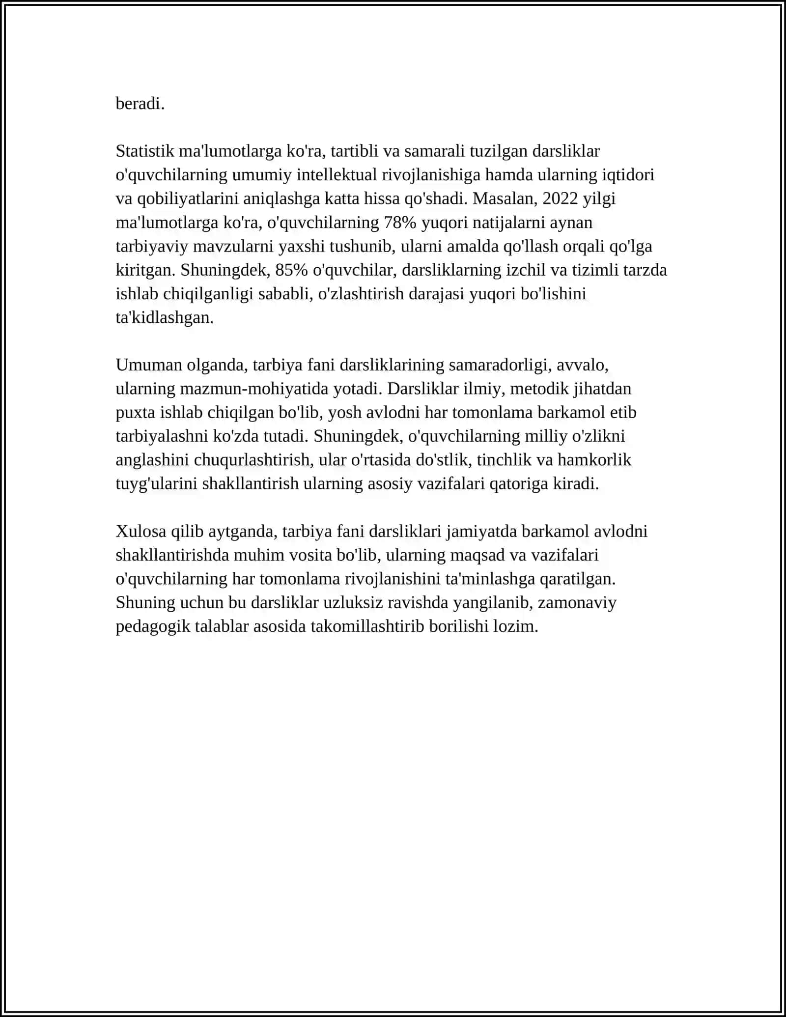 TARBIYA FANI DARSLIKLARI MAZMUNINI TAHLIL ETISH 4