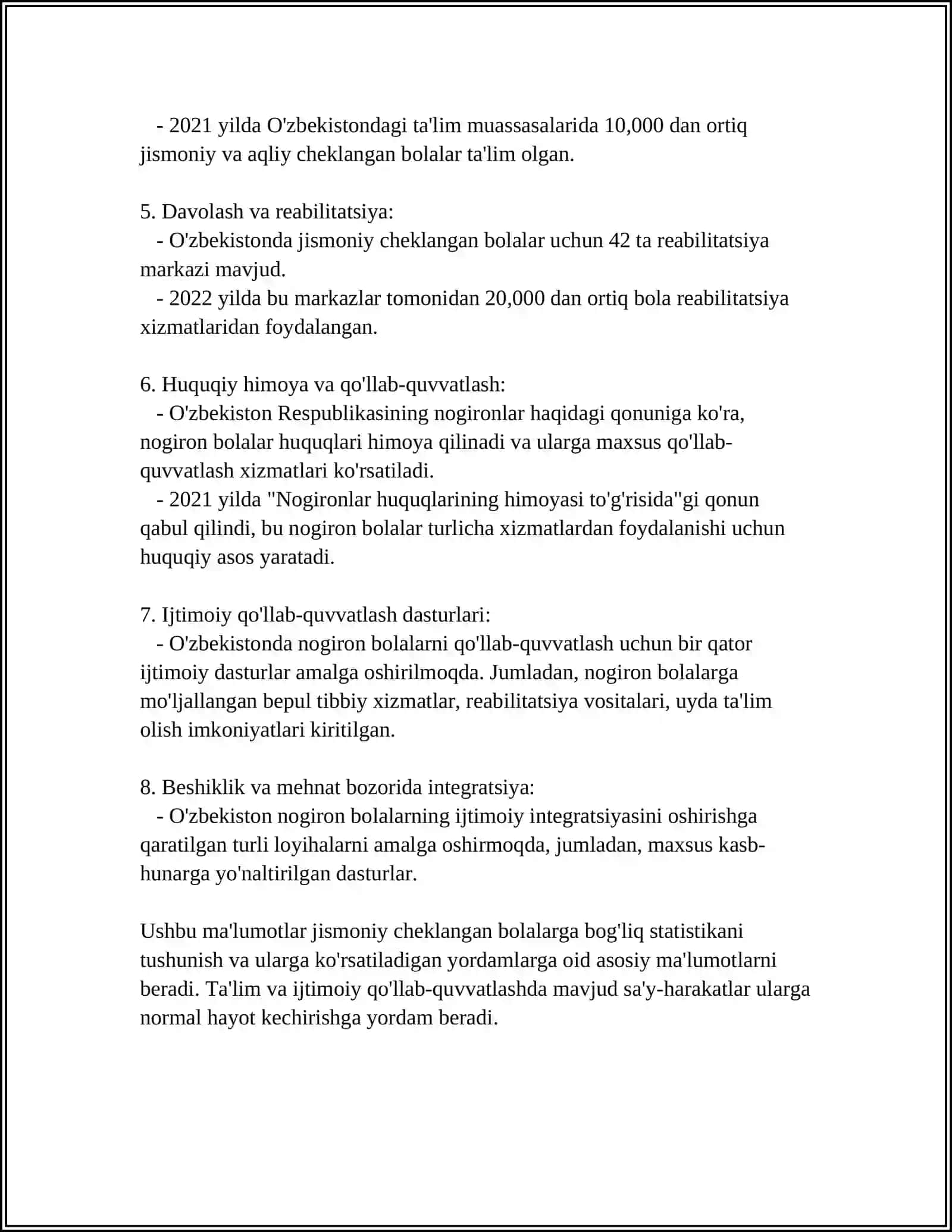 MAXSUS YORDAMGA MUXTOJ BOLALARNI TOIFALARI 4