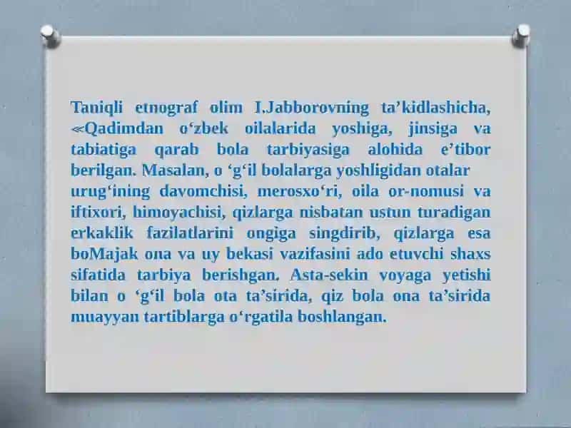 Xalq pedagogikasida oila tarbiyasining aks etishi 4
