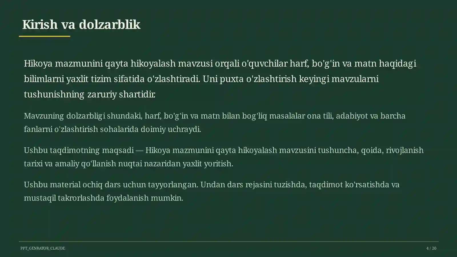 Hikoya mazmunini qayta hikoyalash (3-sinf) 4