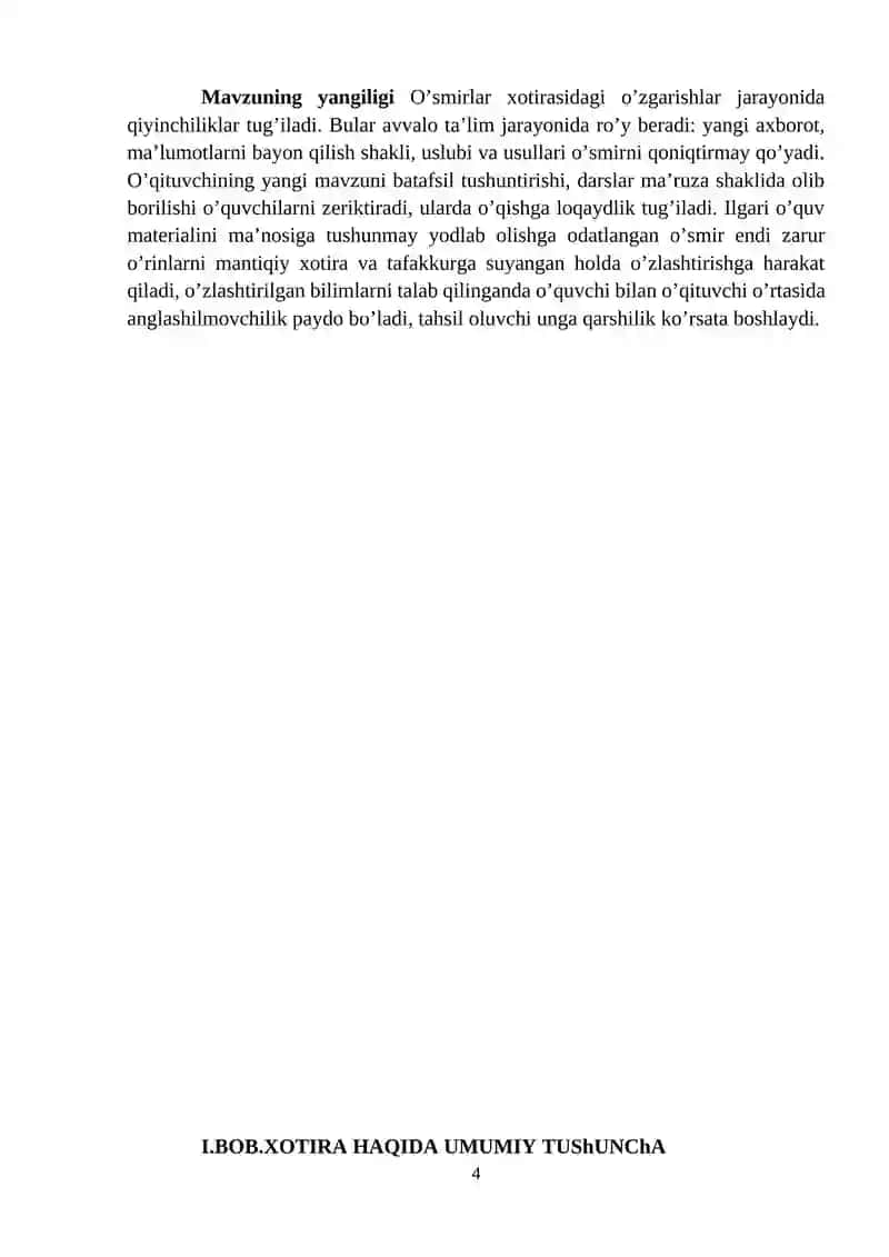 XOTIRA XUSUSIYATLARI 4