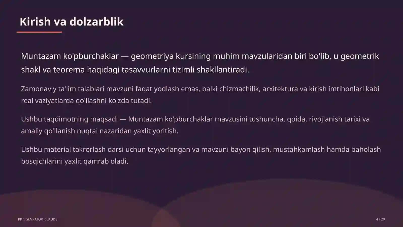 Muntazam ko'pburchaklar (9-sinf) 4