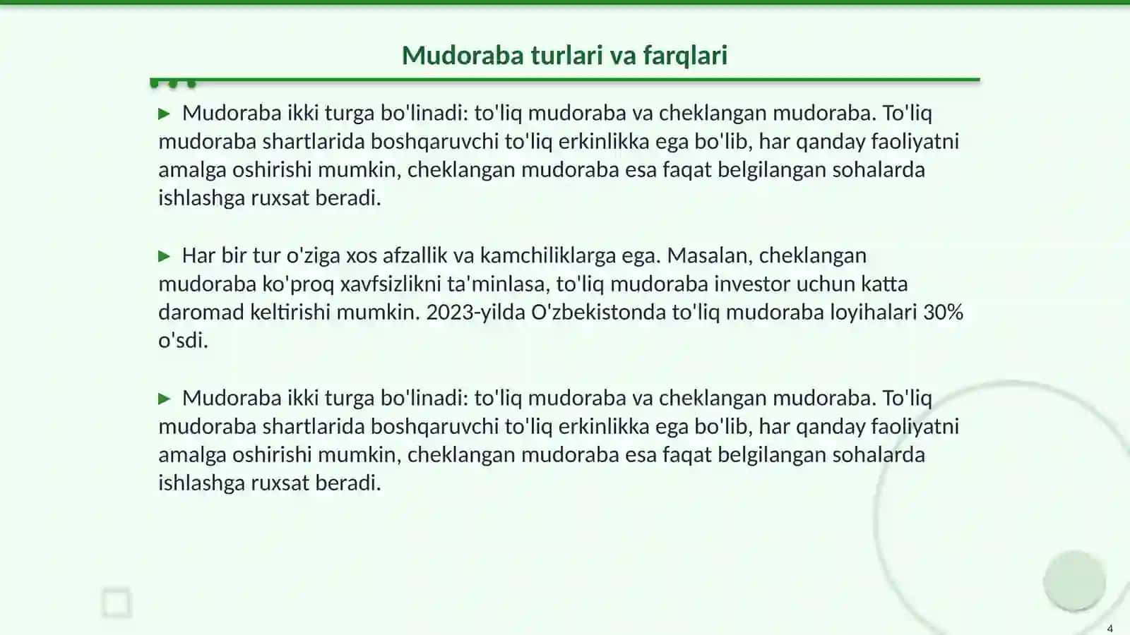 Mudoraba Shartlari 4