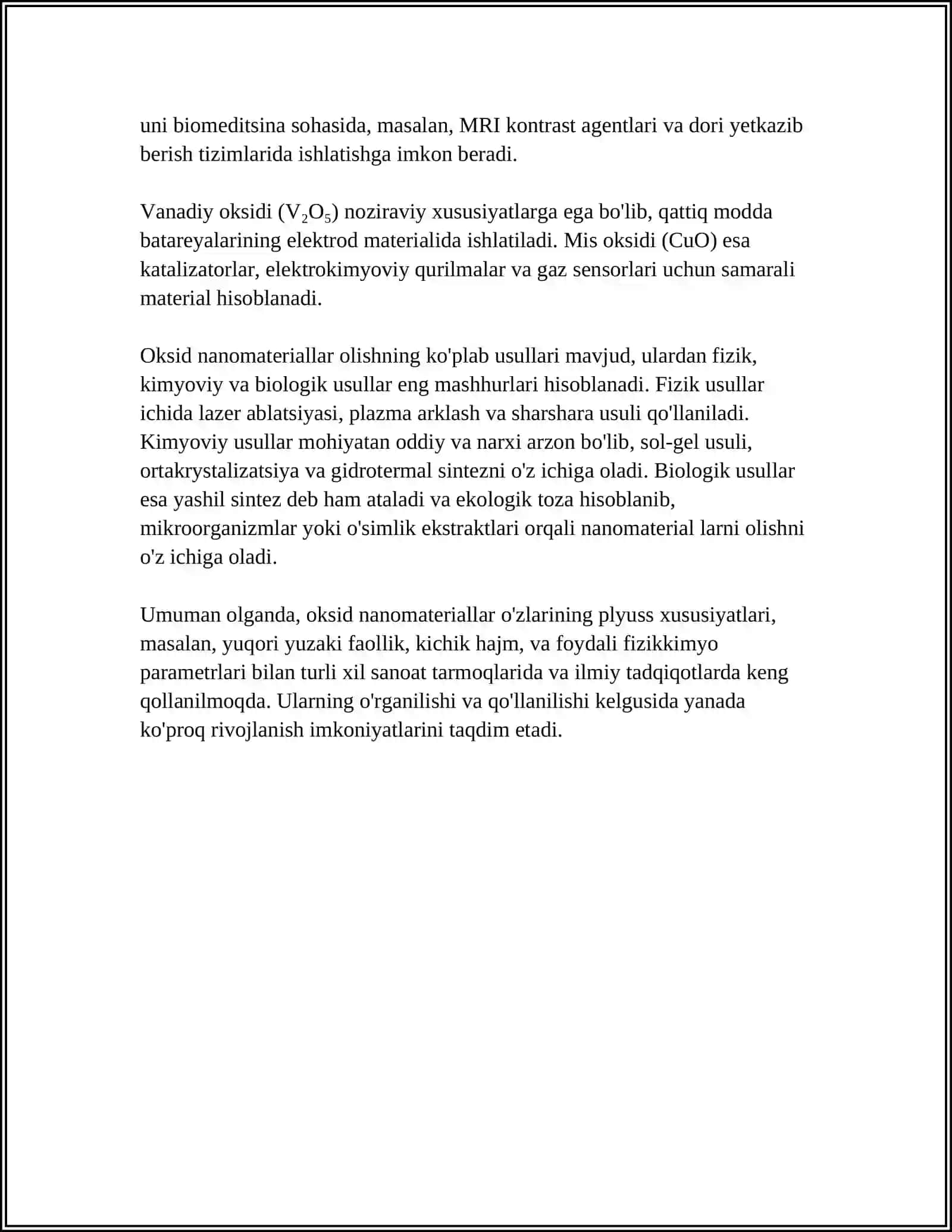 OKSID NANOMATERIALLAR.OKSID NANOZARRACHALARNI OLINISHI VA ULARNI QO'LLANISHI 4