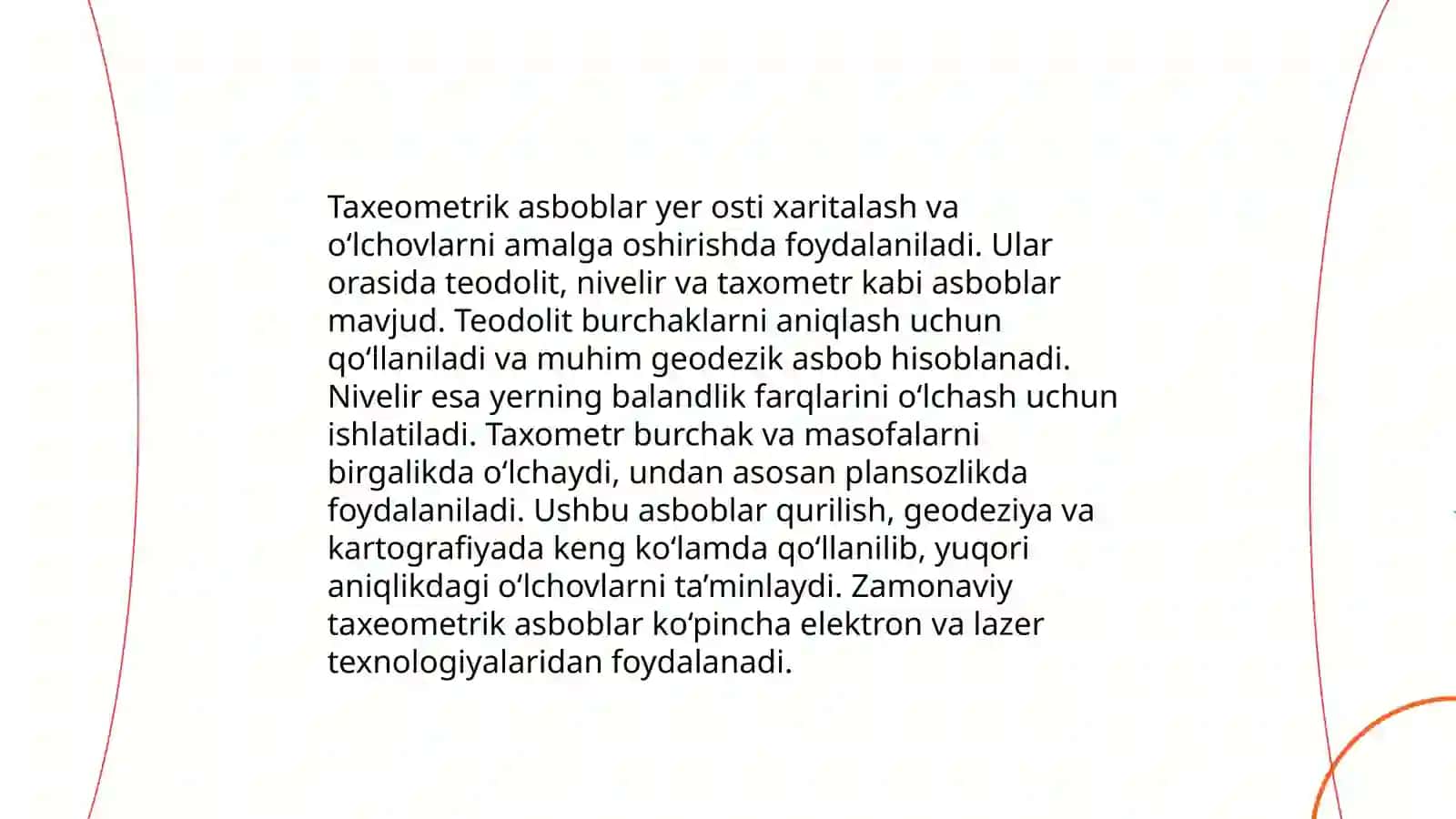 Taxeometrik o'lchovlar usullari 4