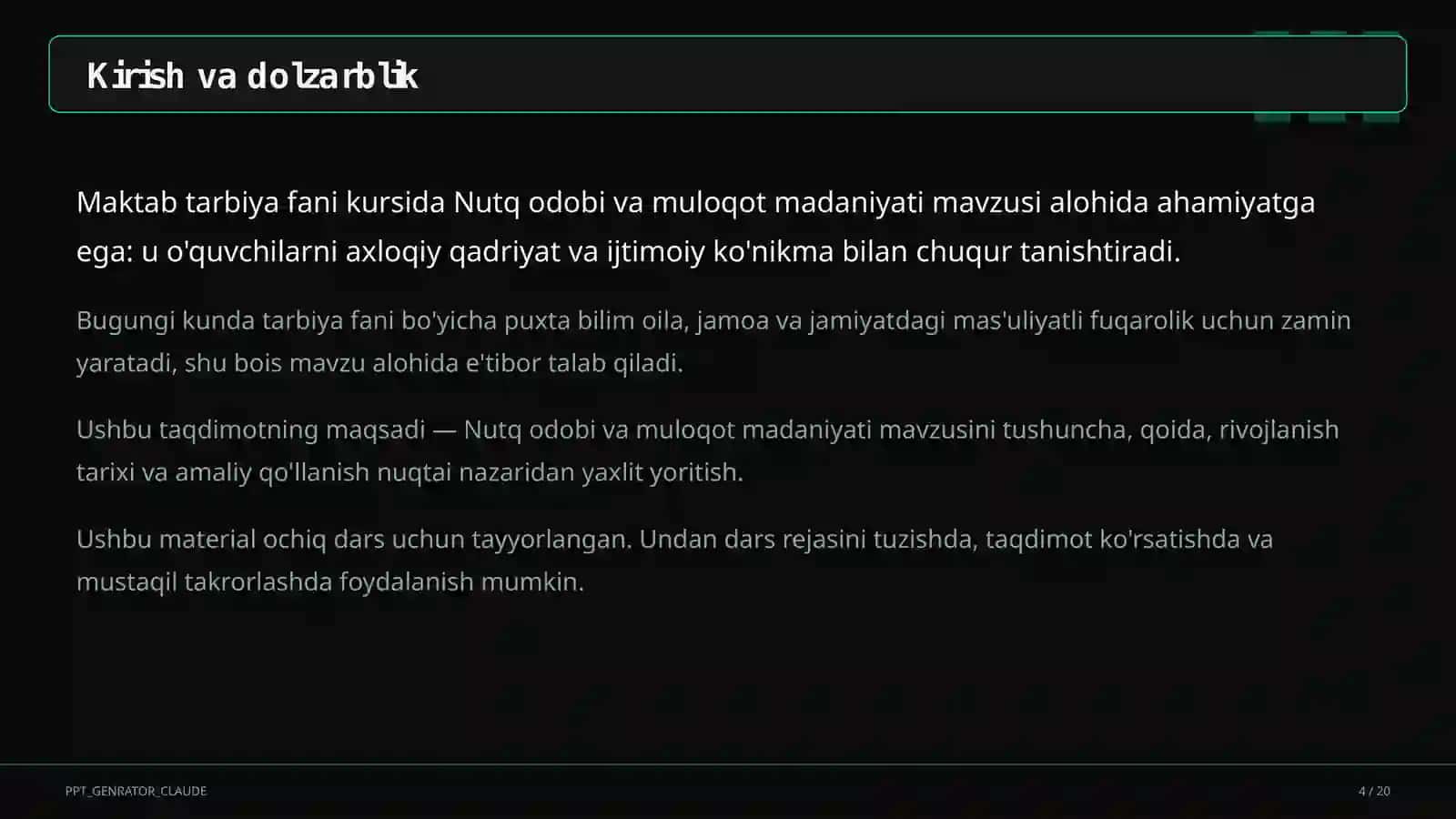 Nutq odobi va muloqot madaniyati (8-sinf) 4
