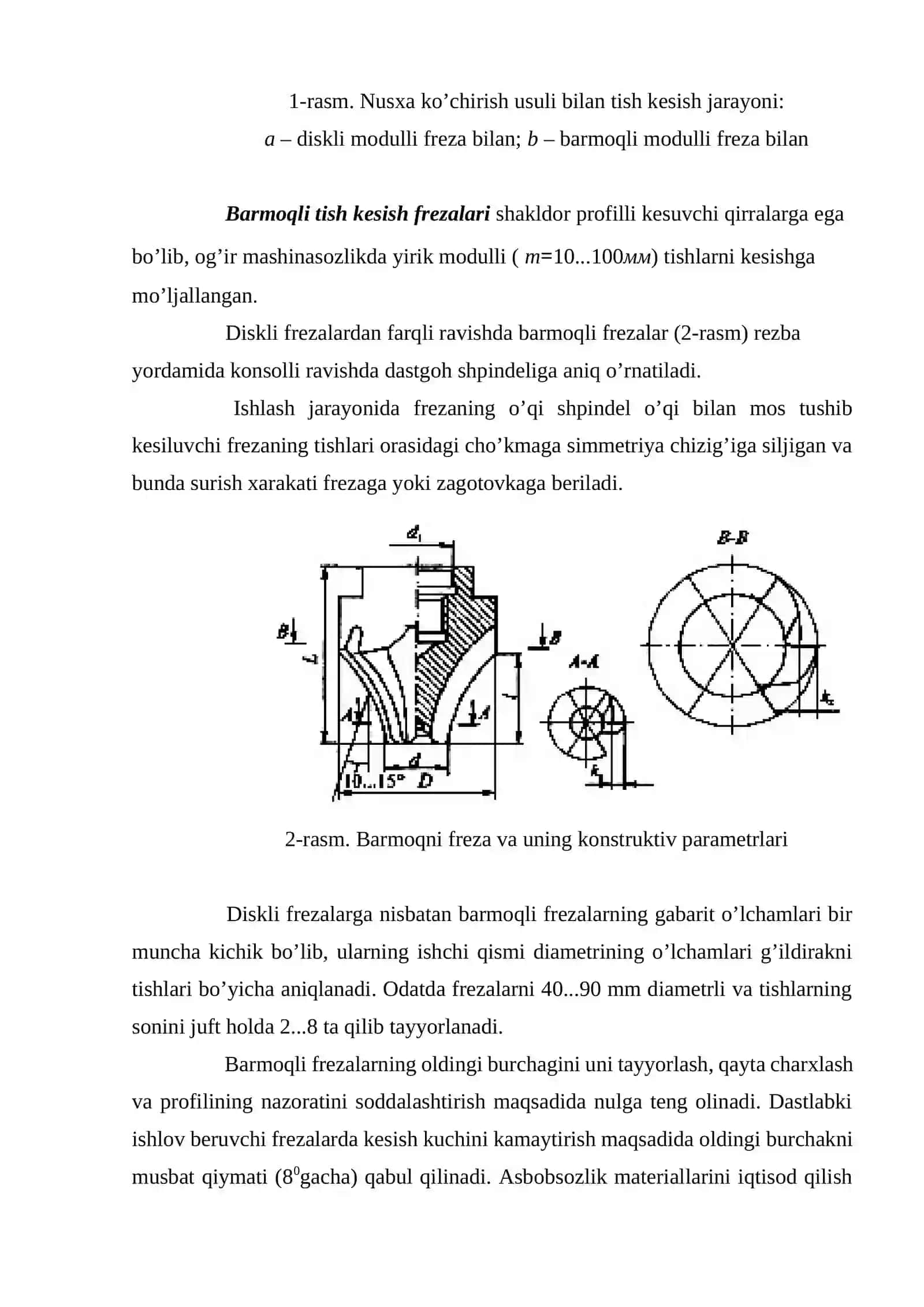 TISHLI G`ILDIRAKLARNI KESISH UCHUN ASBOBLAR TAYINLASHI VA HAR XIL KO`RINISHLARI, AOSIY KINEMATIC SXEMALARI, ULARNI ASBOB SHAKLIGA TA’SIRI 4