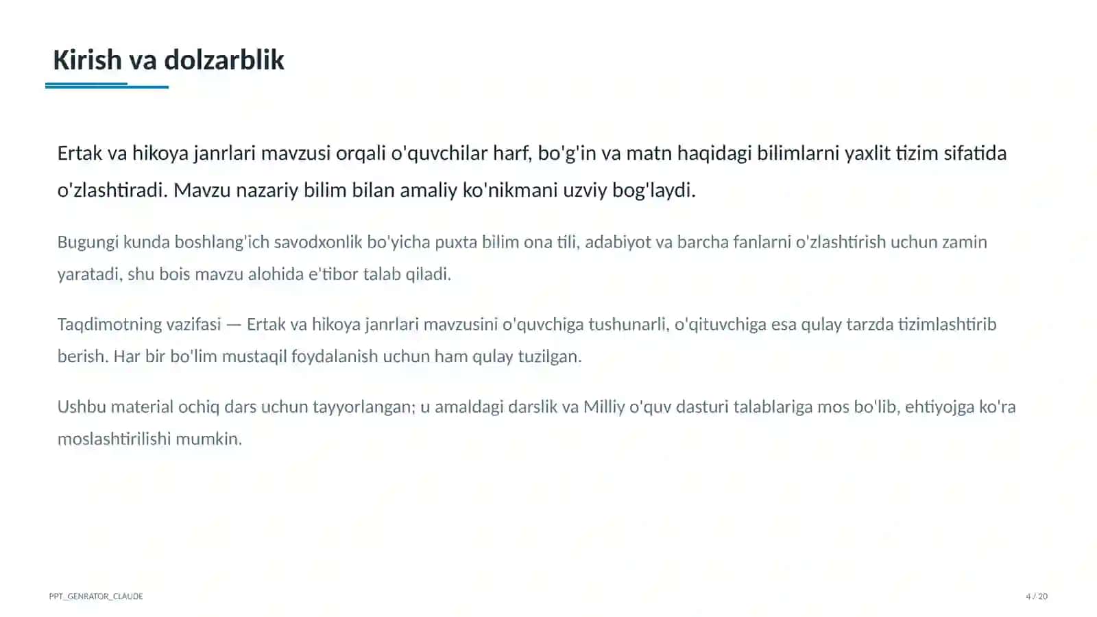 Ertak va hikoya janrlari (4-sinf) 4
