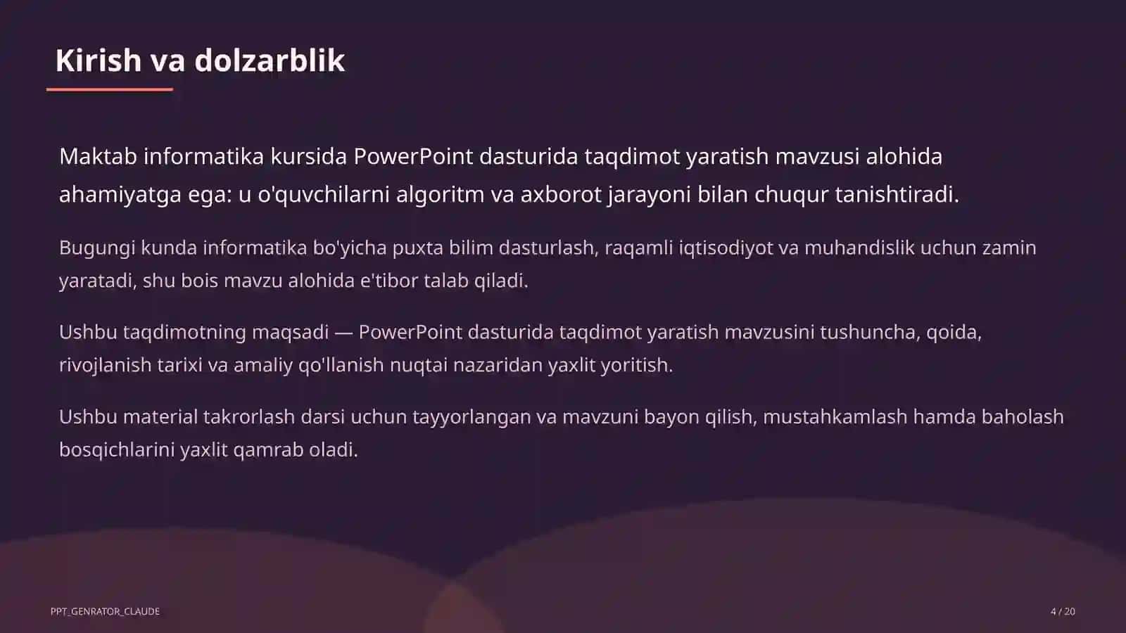 PowerPoint dasturida taqdimot yaratish (7-sinf) 4