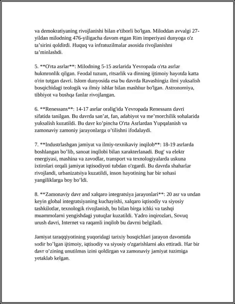 JAMIYAT TARAQQIYOTIDA TARIX MAZMUNI,YO'NALISHLARI VA KONSETSIYALARI 4