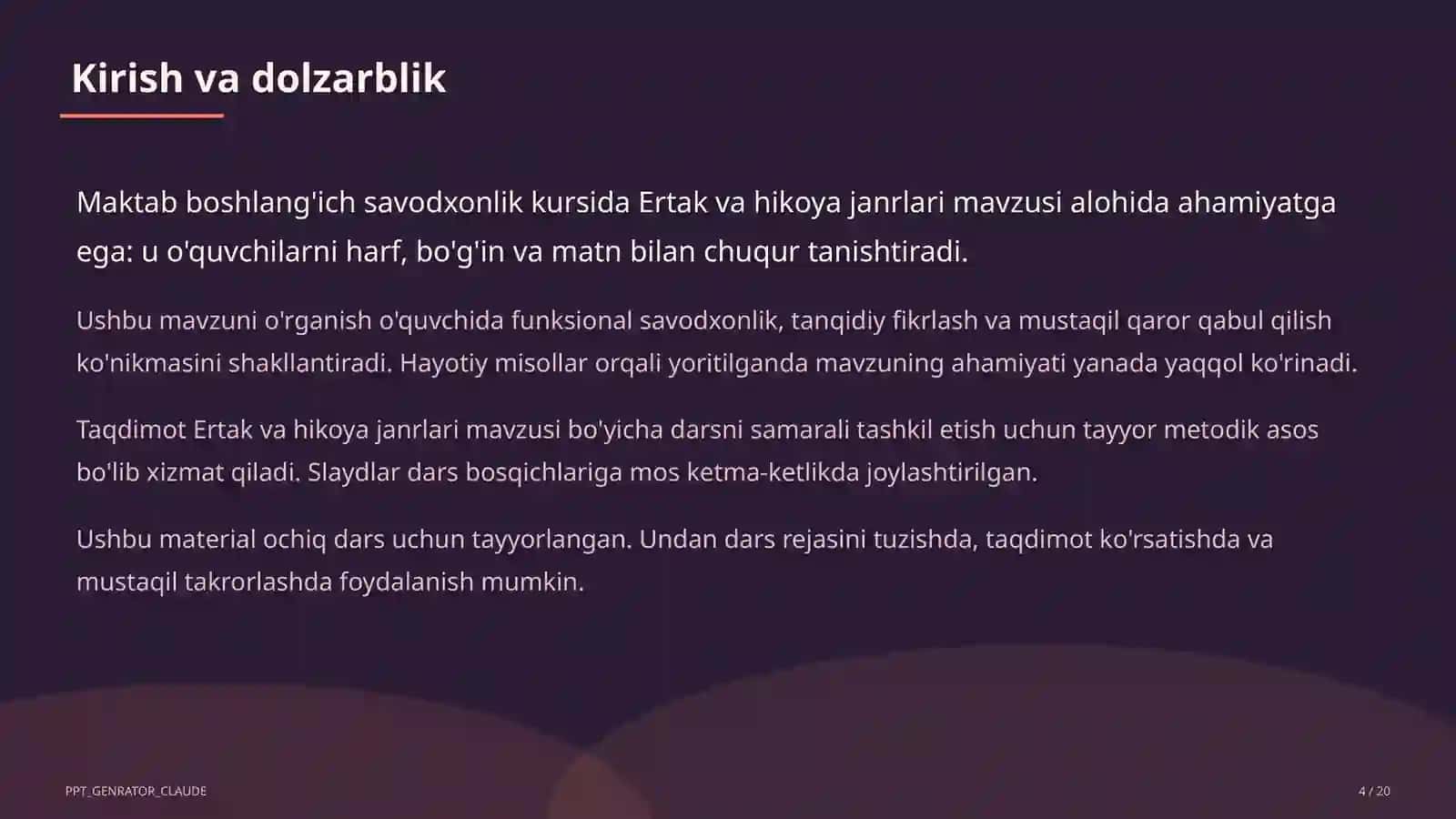 Ertak va hikoya janrlari (4-sinf) 4