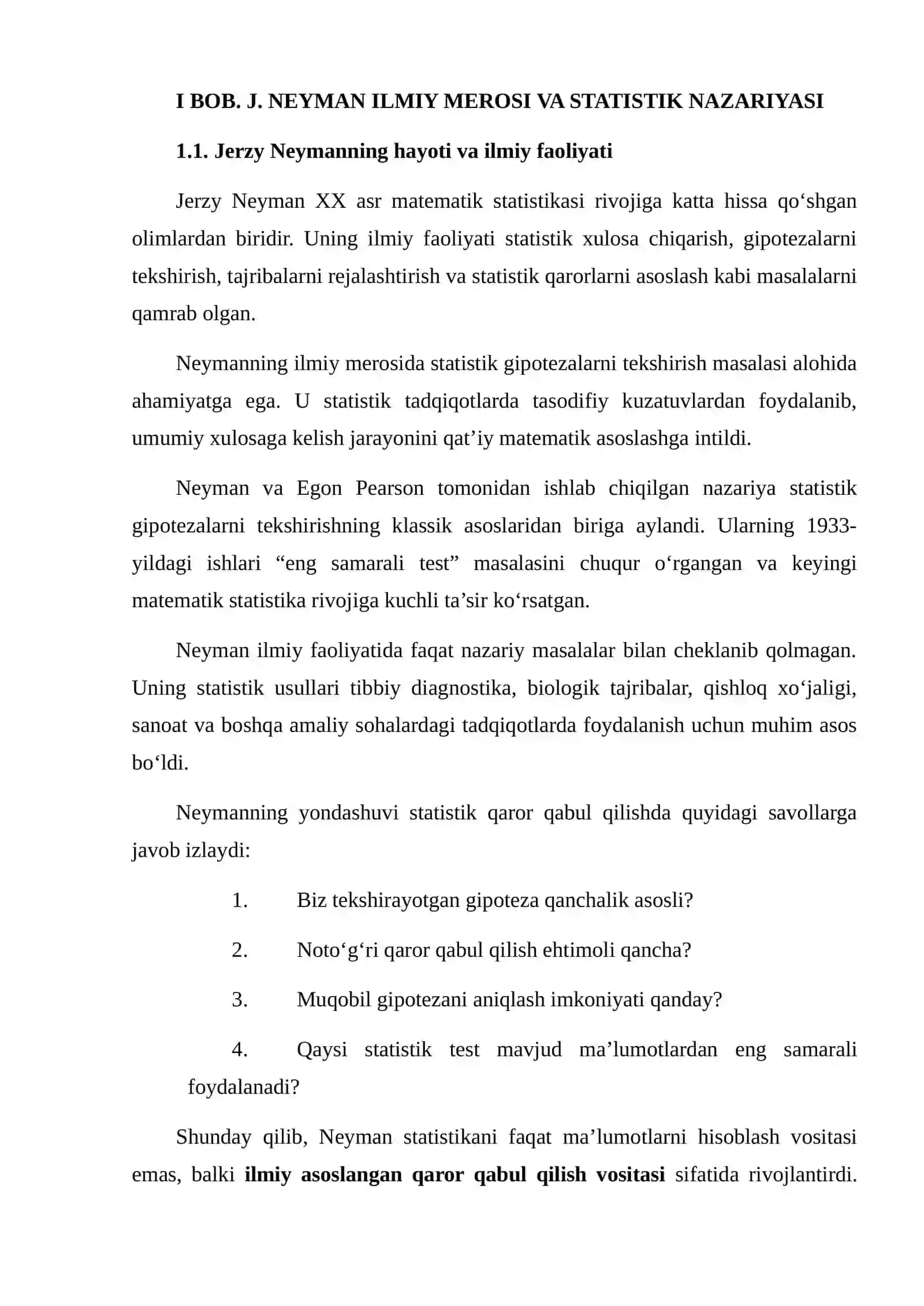 J. NEYMAN VA J. NESH NAZARIYALARINI O‘RGANISH 4