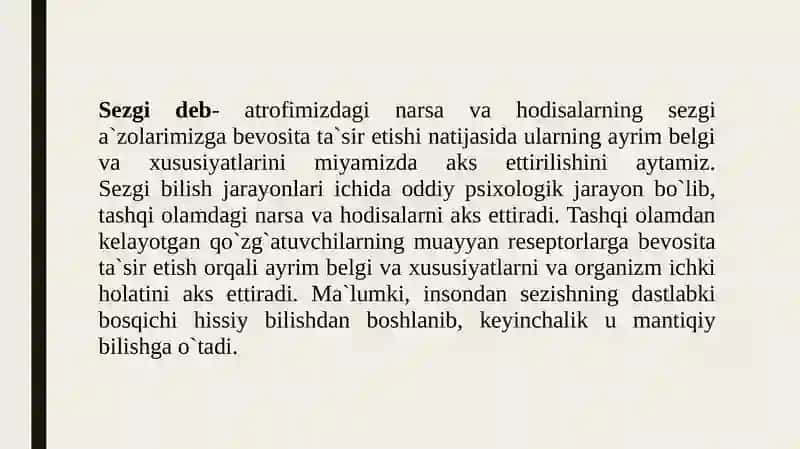Sezgini pisixologik o’lchovlar orqali tadqiq qilish 4