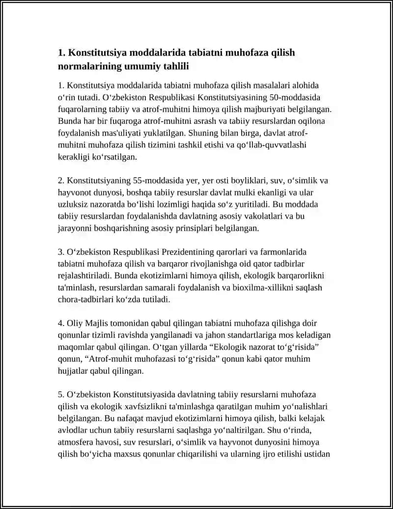 KONSTITUTSIYA MODDALARIDA TABIATNI ASRASHGA DOIR QONUNLARNI OʻRGANISH 4