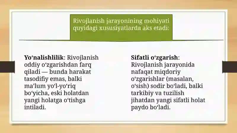 Rivojlanishning umumiy qonunlari va kategoryalari 4