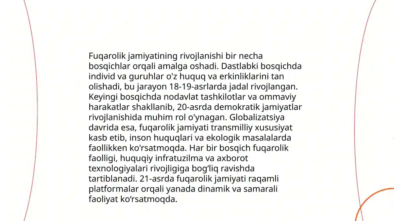 O‘zbekistonda demokratik, fuqorolik jamiyati asoslarining shakllanishi, amalga oshirilgan siyosiy islohotlar 4