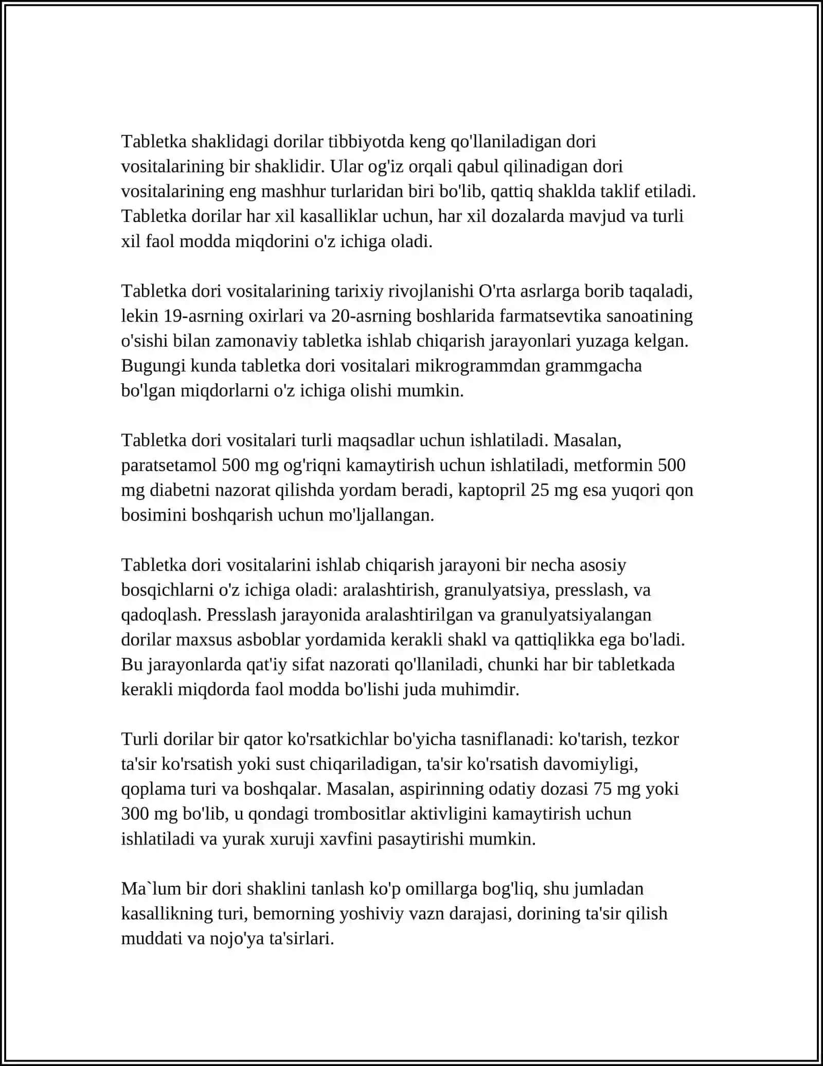 DORI VOSITALARINING TURLARI VA QABUL QILISH TURLARI 4
