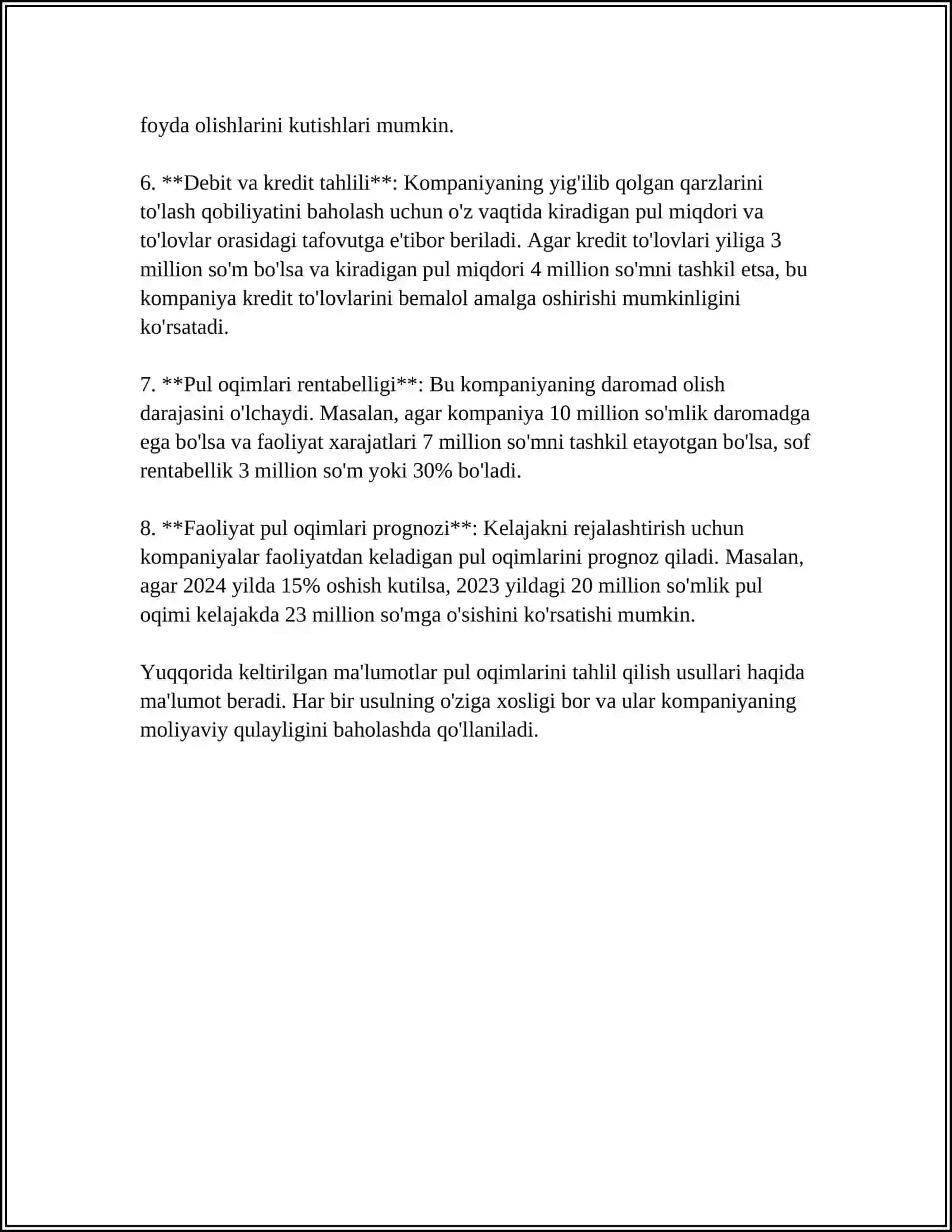 MUSTAQIL ISH Mavzu: PUL OQIMLARINING TAHLILI 4