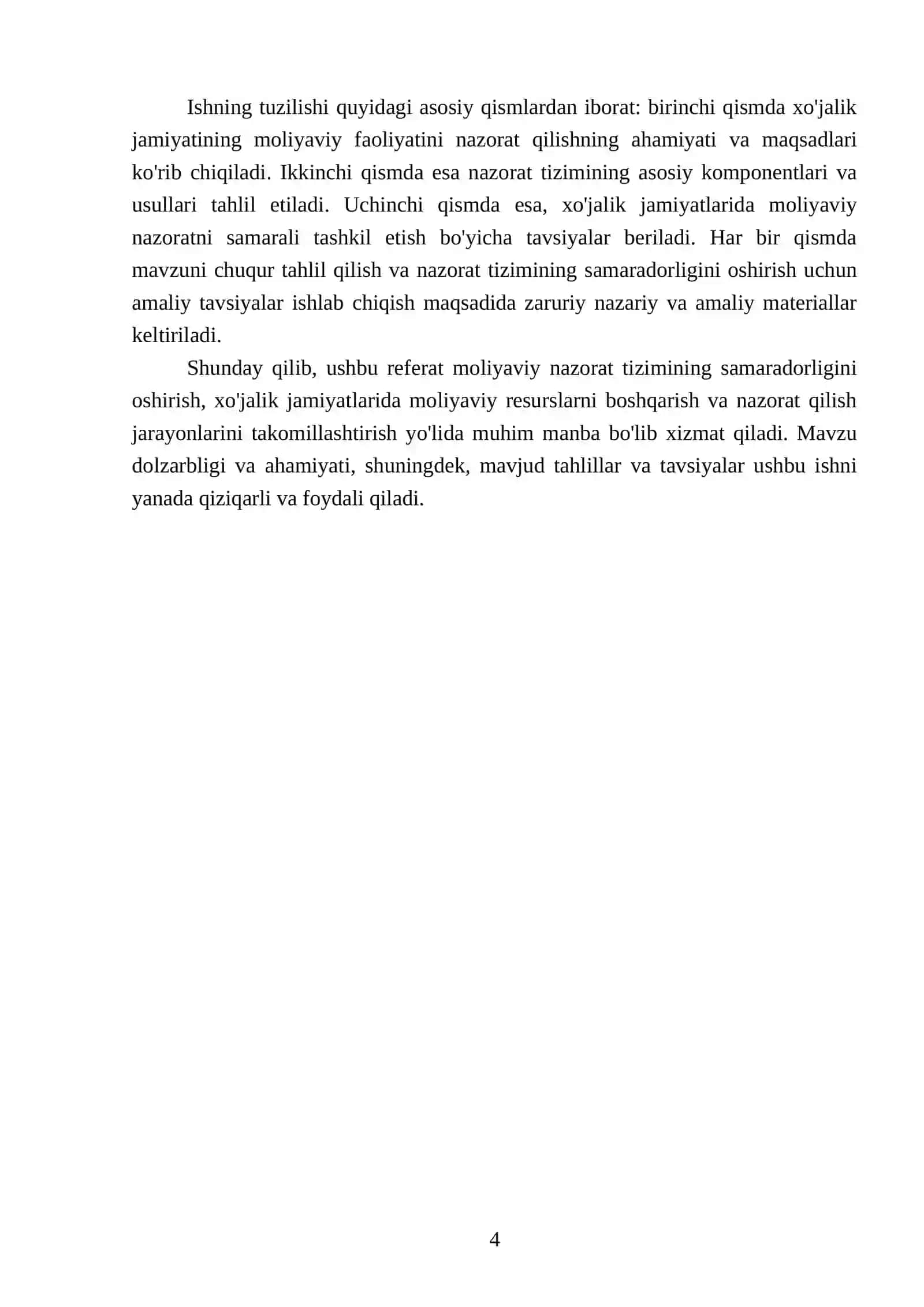 Xo'jalik jamiyati moliyaviy xo'jalik faoliyati ustidan nazorat tizimi 4