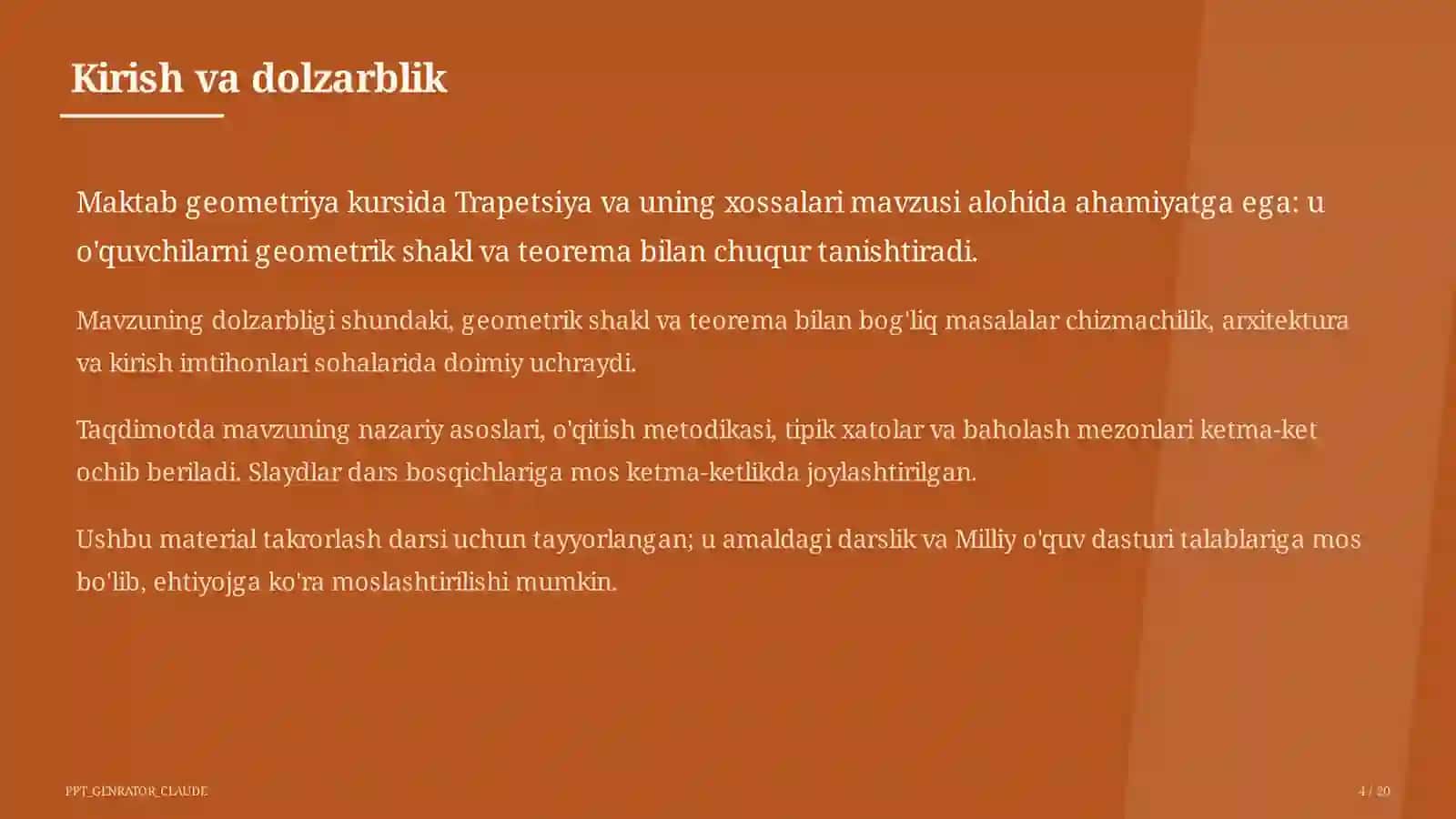 Trapetsiya va uning xossalari (8-sinf) 4