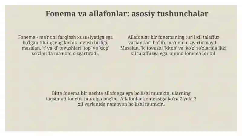 Nutqning fonetik bo'linishi.Nutq tovushlarining o'zgarishlari 4