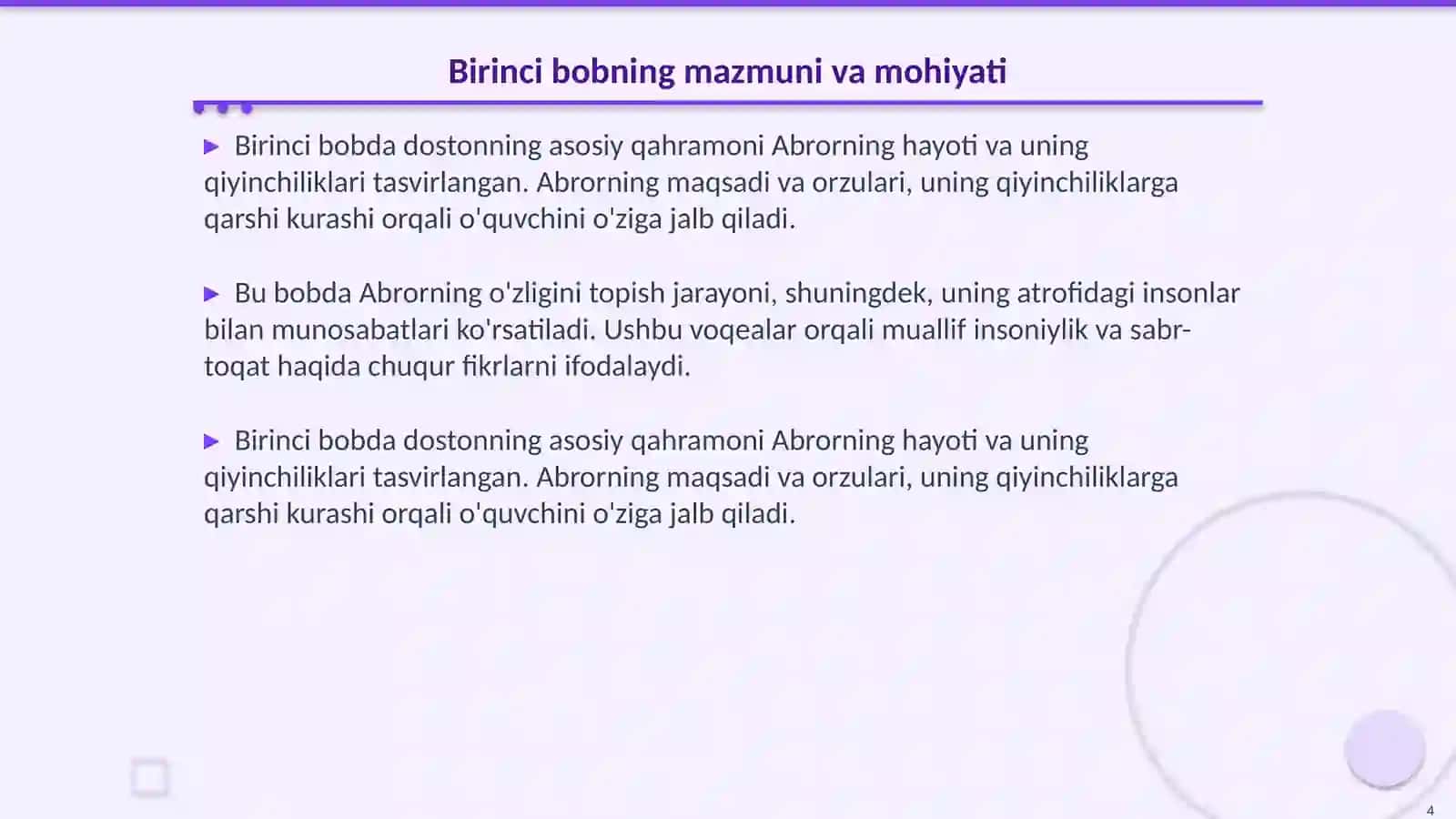 Hayratga ul abror dostoning boblarini tahlil qilish 4