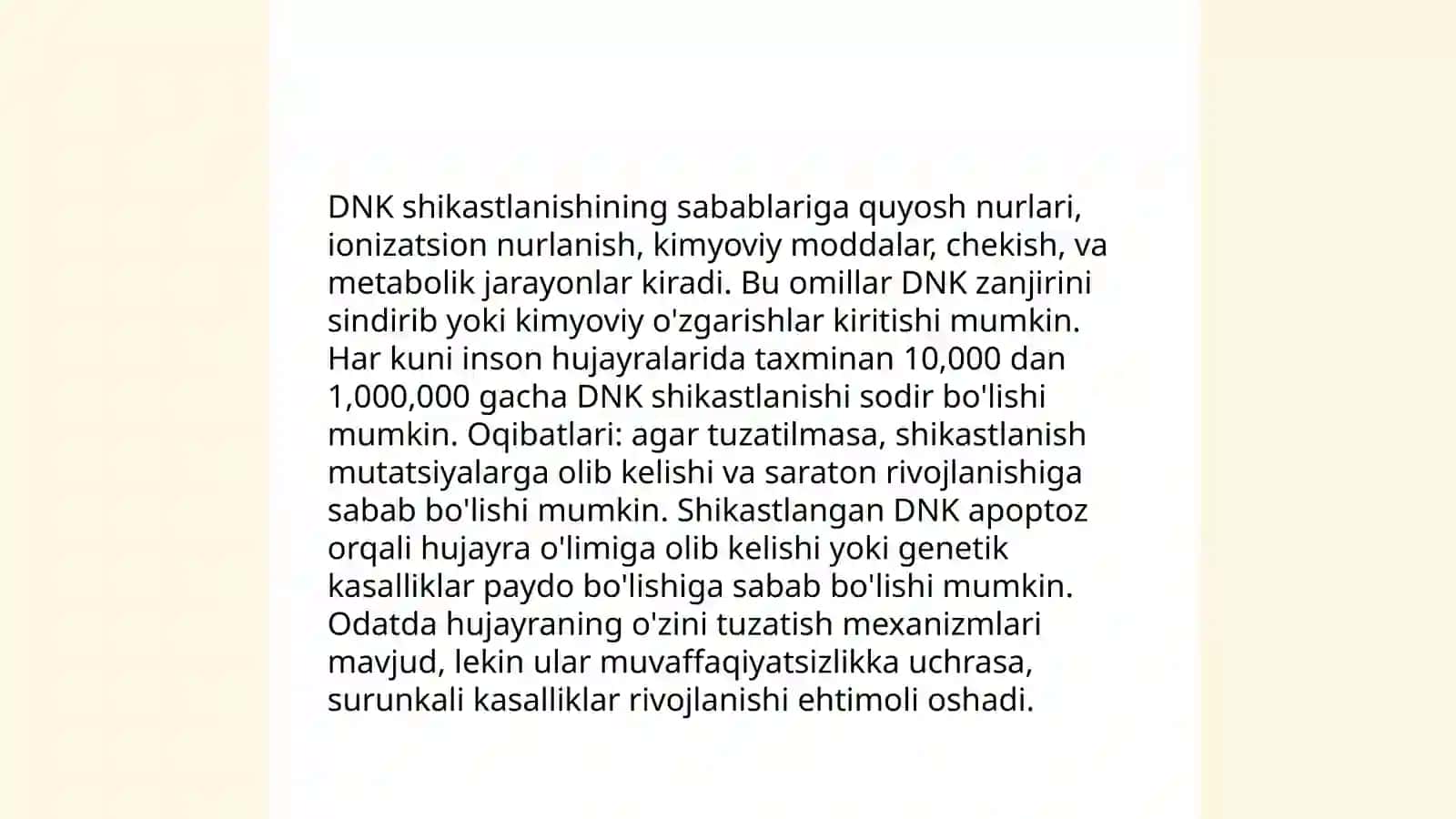 DNK shikastlanishi va reperatsiyasi. DNK kometa metodi 4