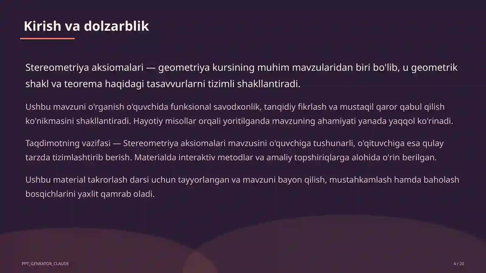 Stereometriya aksiomalari (10-sinf) 4
