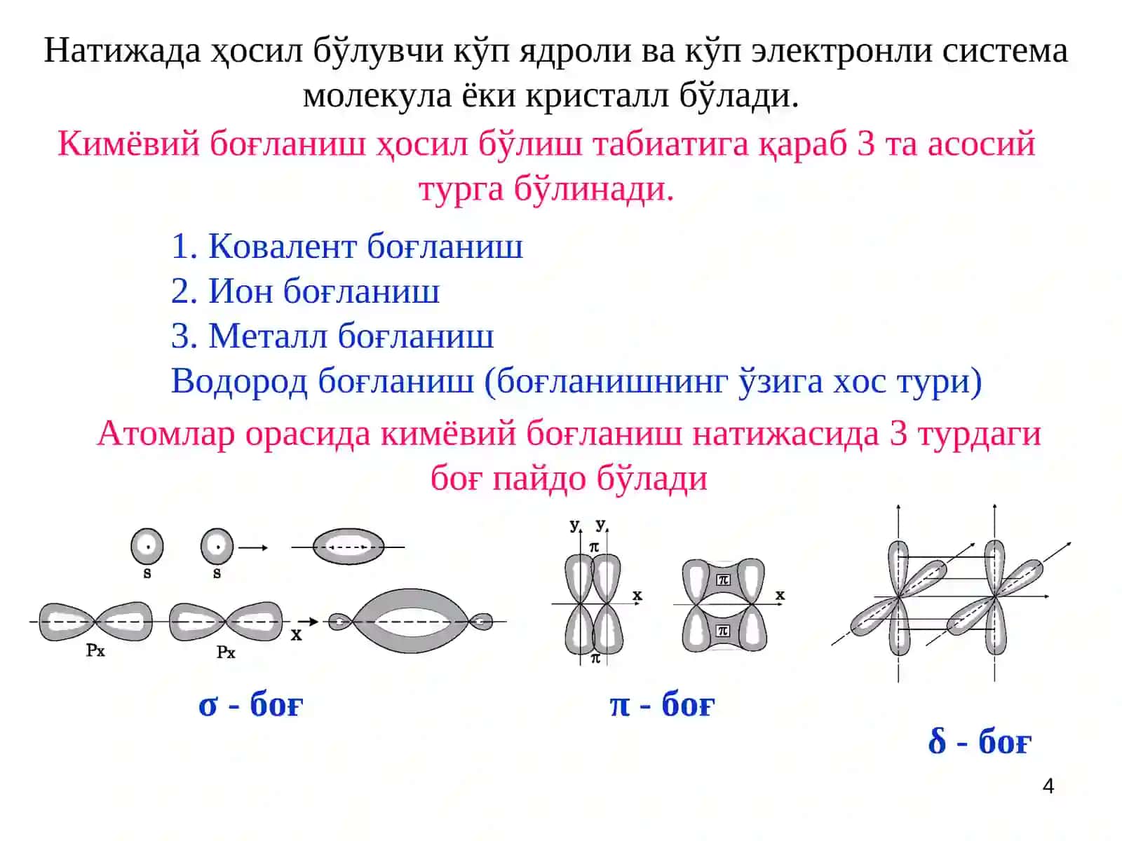 КИМЁВИЙ БОҒЛАНИШ 4