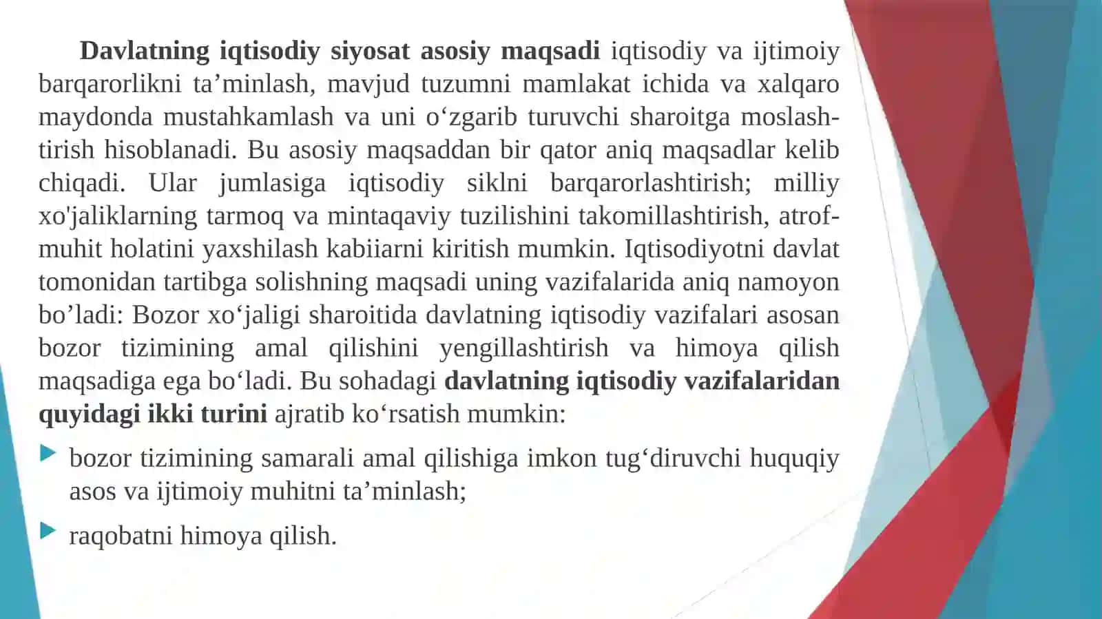 Iqtisodiyot, Bozor va Iqtisodiy Siyosat 4