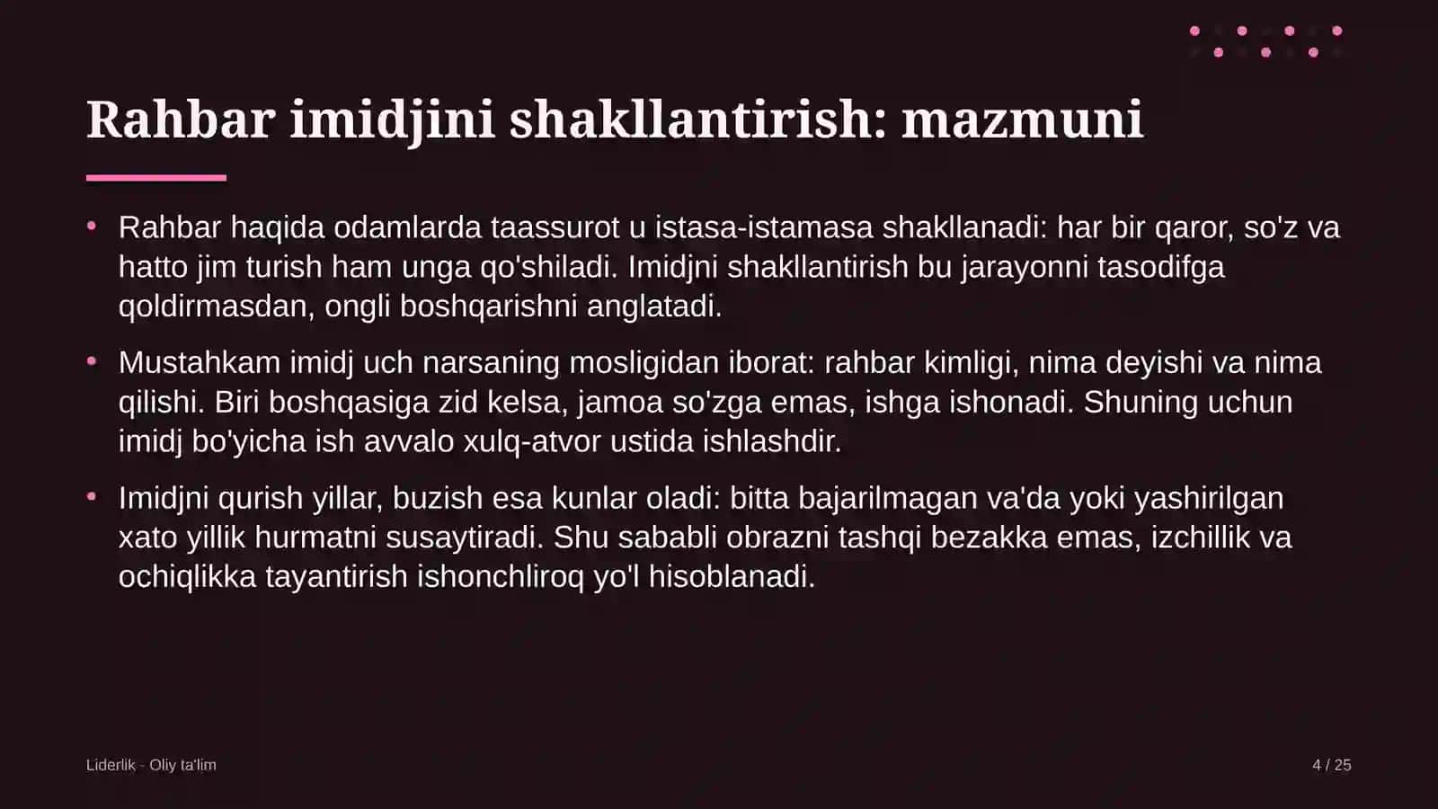 Gul do'konlarida rahbar imidjini shakllantirish 4