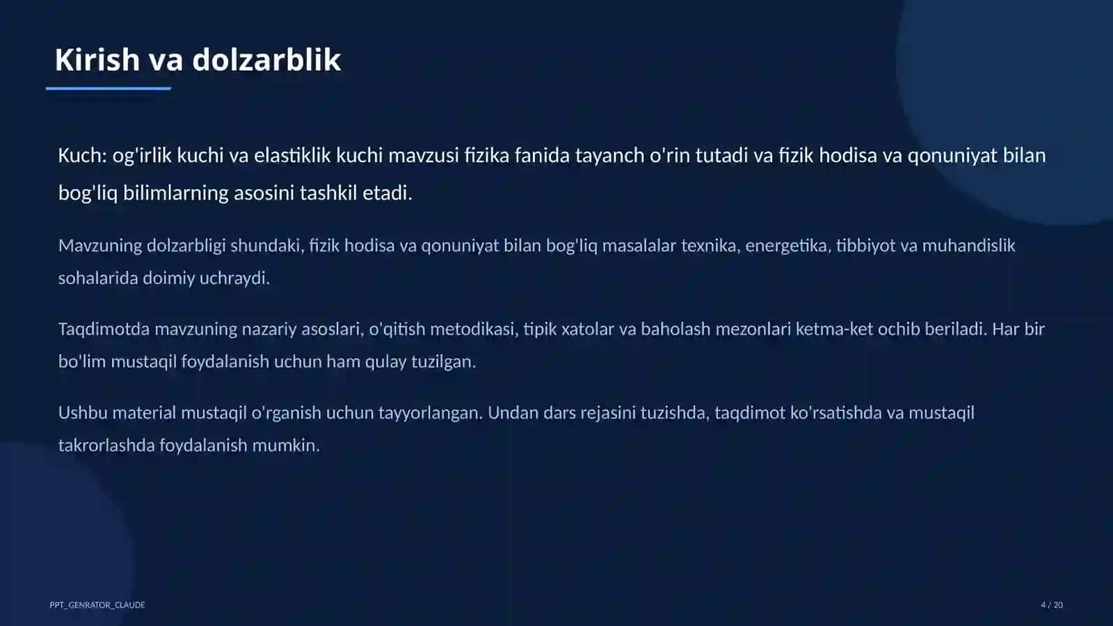 Fizika (6–11) — mustaqil o'rganish uchun 4