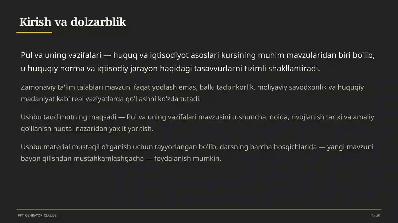 Pul va uning vazifalari (9-sinf) 4