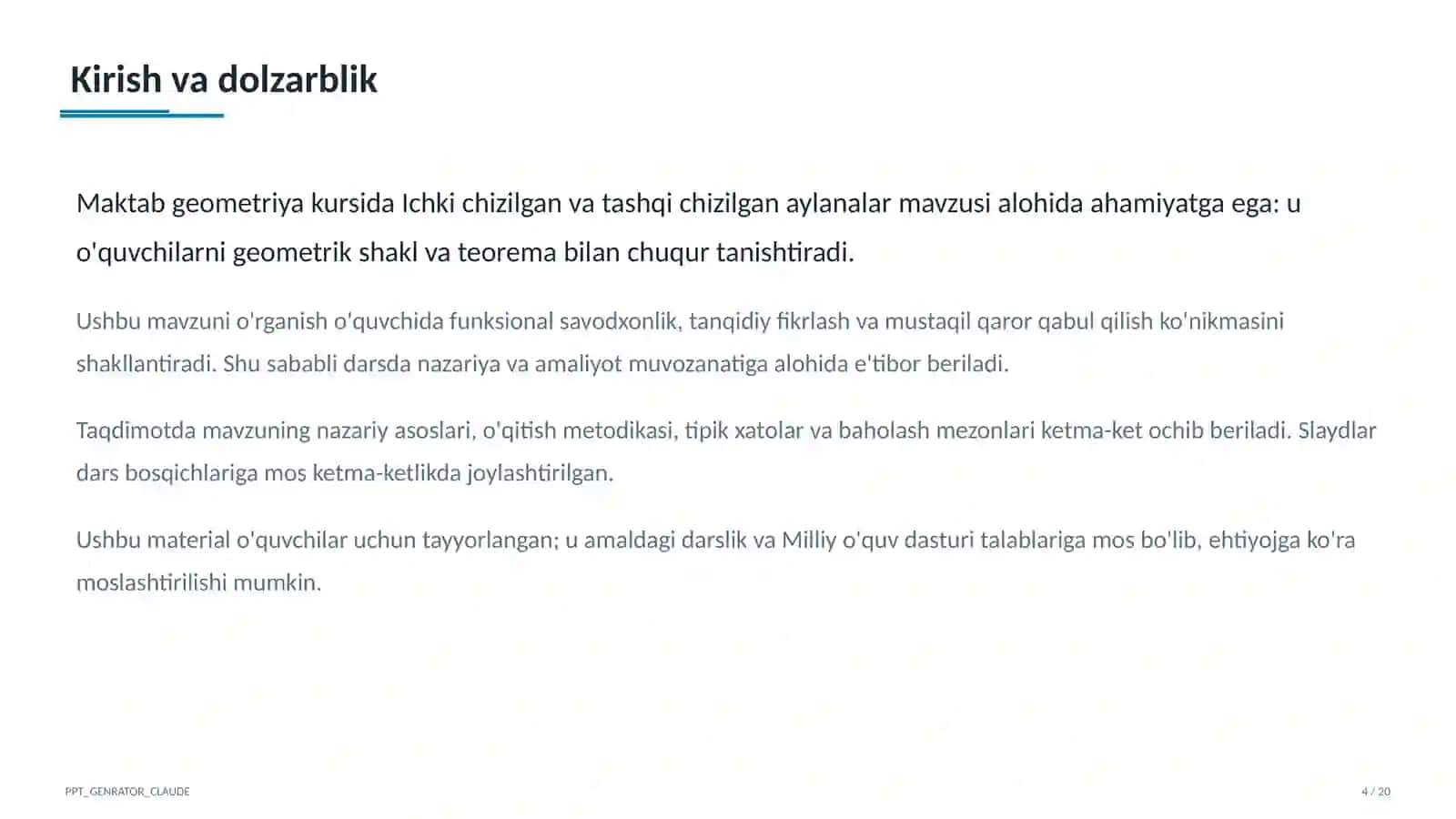 Ichki chizilgan va tashqi chizilgan aylanalar (8-sinf) 4
