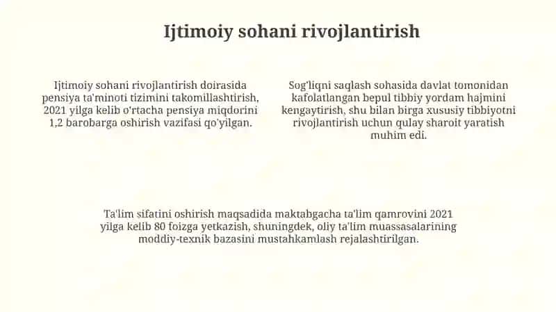 O‘zbekiston Respublikasining rivojlantirishning beshta ustuvoryo‘nalishi(2017–2021) 4