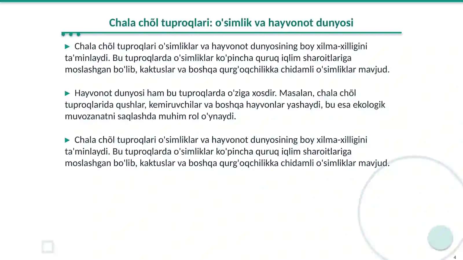 Dasht,chala chõl va chõl tuproqlari 4