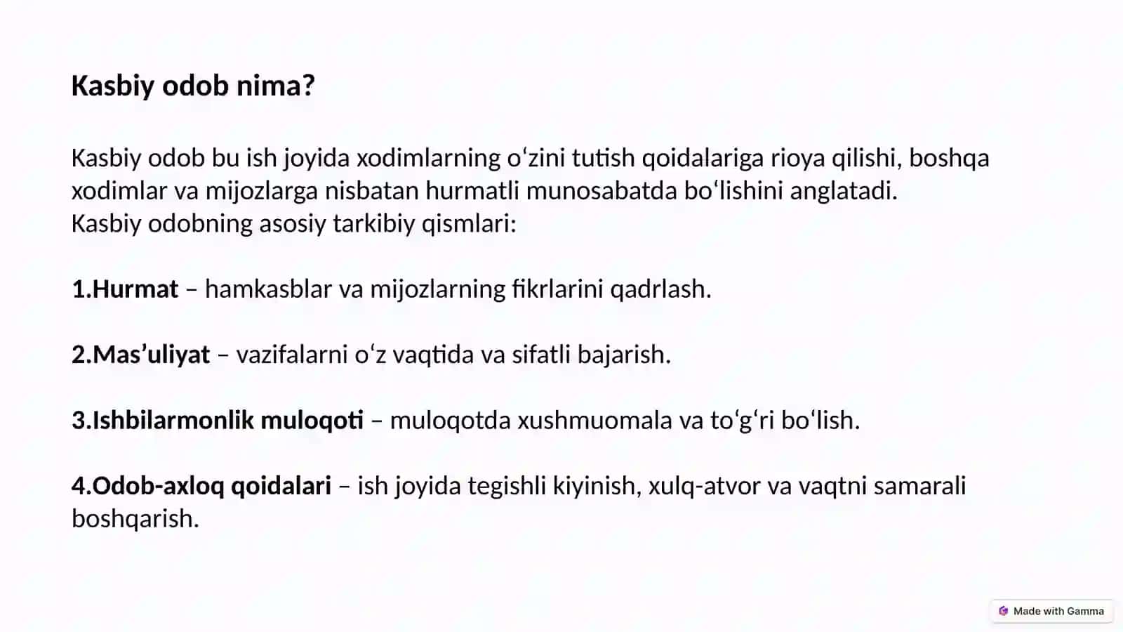 Biznes etikasi va kasbiy odoblar 4