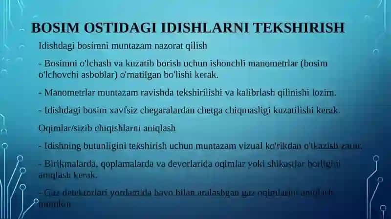 Bosim ostida ishlaydigan idishlarni ishlatishda xavfsizlikni ta’minlash 4