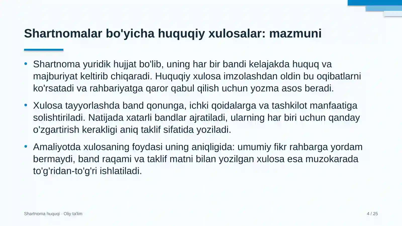 metropolitenda shartnomalar bo'yicha huquqiy xulosalar tayyorlash 9126 4
