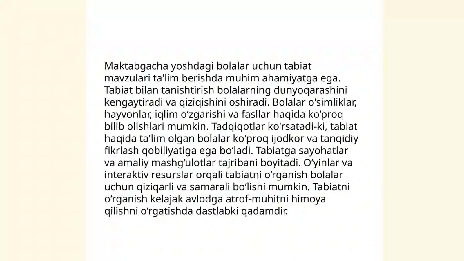 Maktabgacha ta'lim tashkilotlarida tabiat bilan tanishtirish mashg'ulotlarni tahlil qilish 4