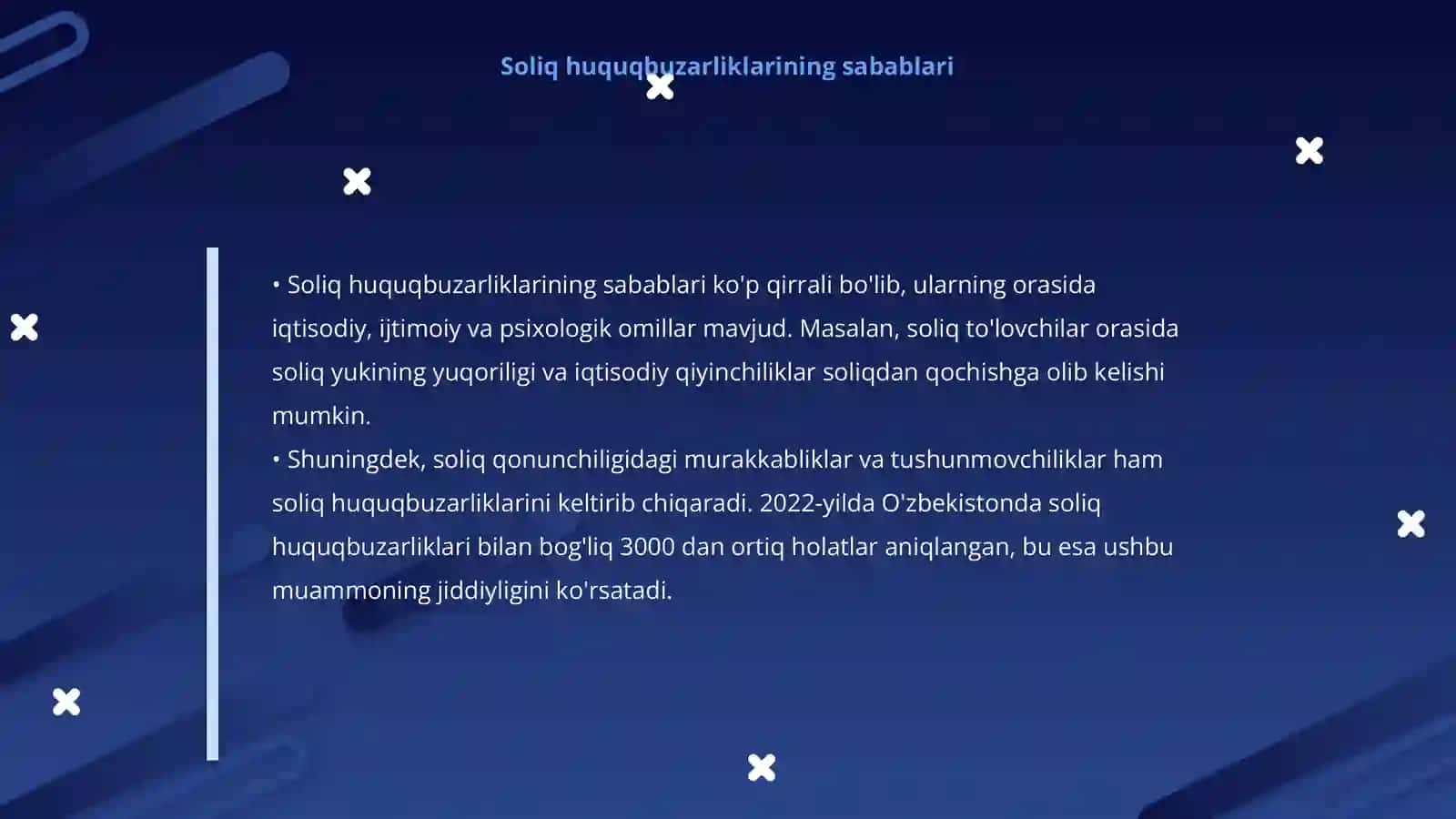Soliq huquqbuzarliklari: sabablari, oldini olish va aniqlash tizimi 4